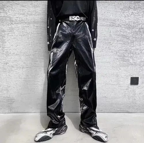 Japanese Brand × Jean Leather navy men basic pants Size US 32 / EU 48 - 1 Thumbnail