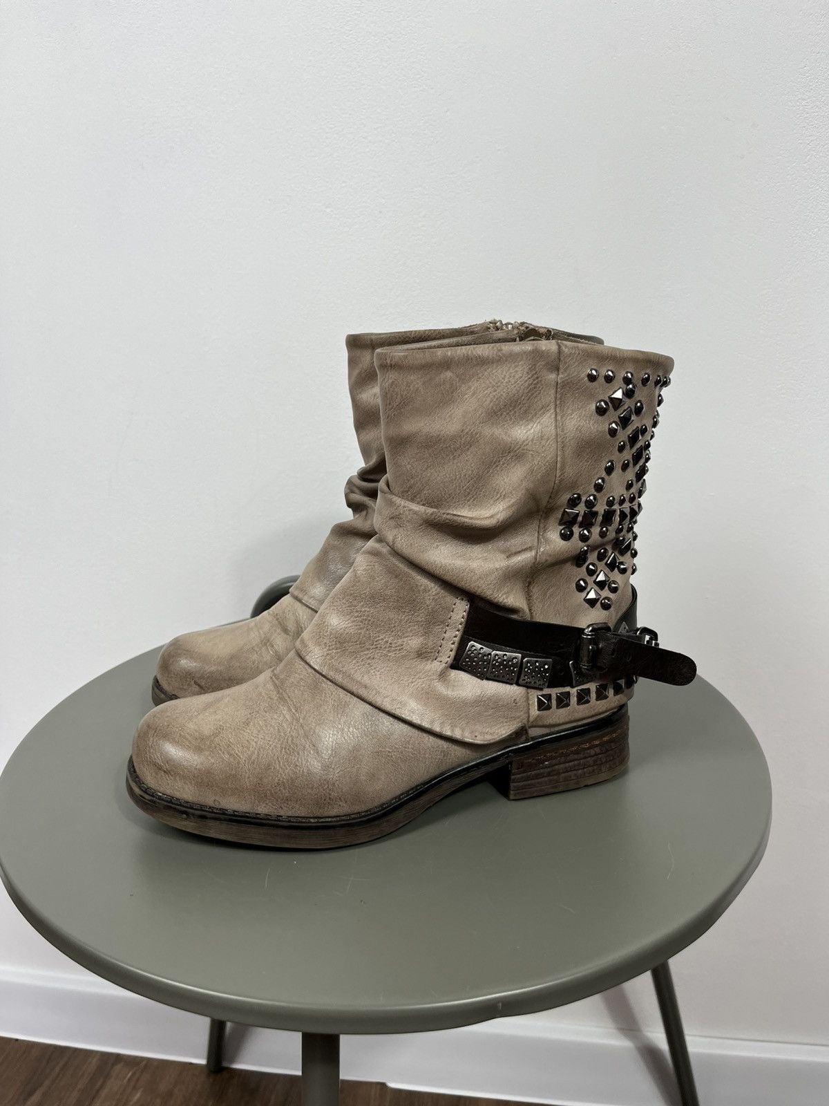 Other Avant Garde Studded Faux Leather Biker Boots EU 36 Slouchy Size US 5 / IT 35 - 4 Thumbnail