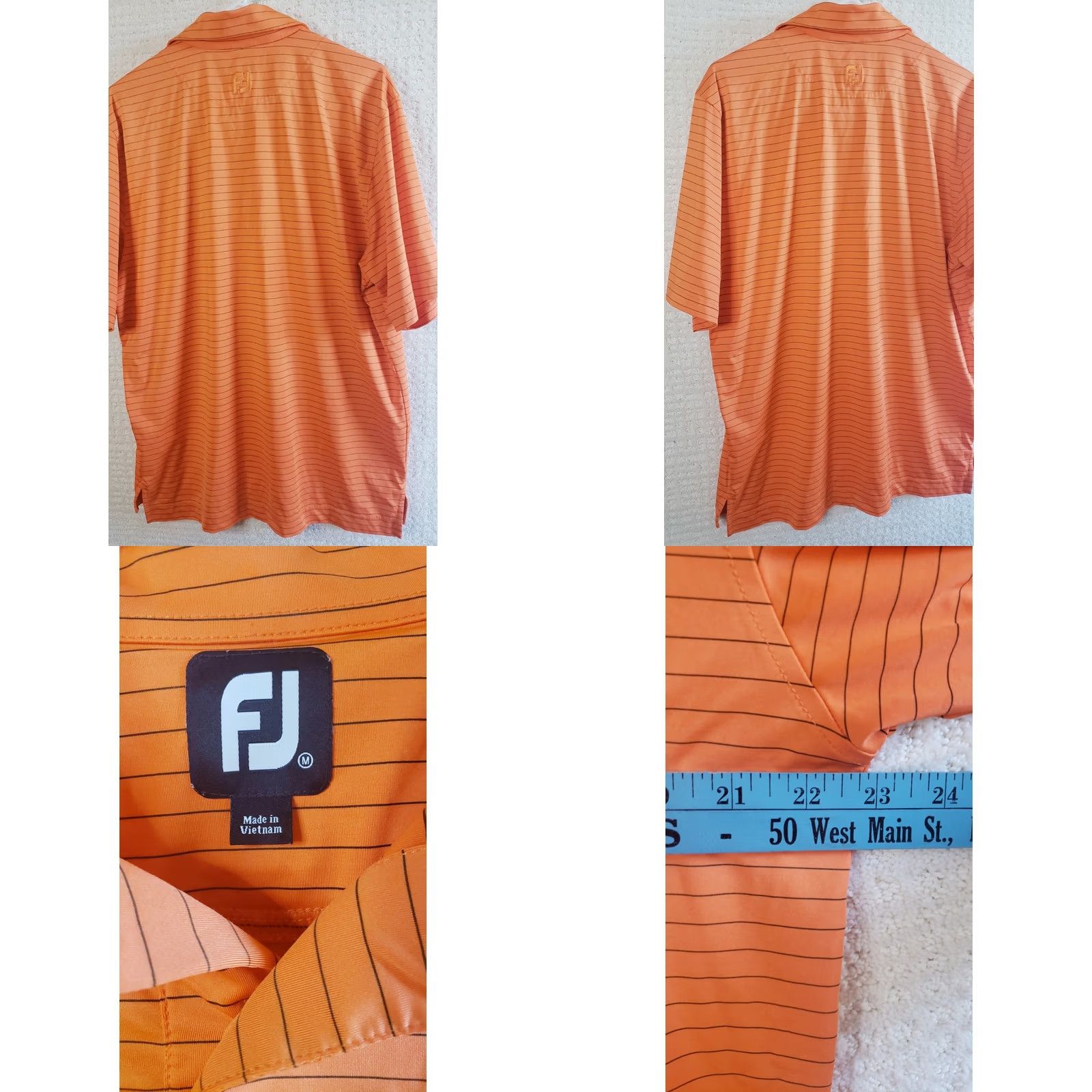 Footjoy FootJoy Polo Shirt Mens Medium Orange Black Striped Golfing Outdoor FJ Back Logo Casual Golf Apparel Size US M / EU 48-50 / 2 - 8 Thumbnail