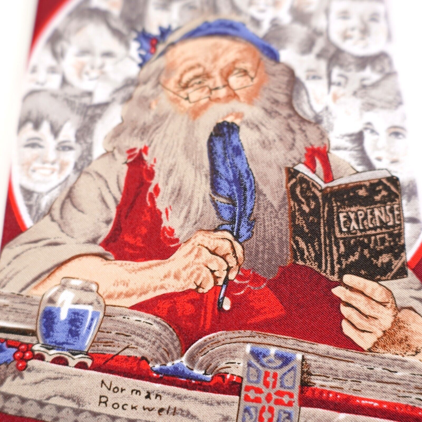 Vintage Norman Rockwell Red Christmas Santa Polyester Tie "The Satur Size ONE SIZE - 2 Thumbnail