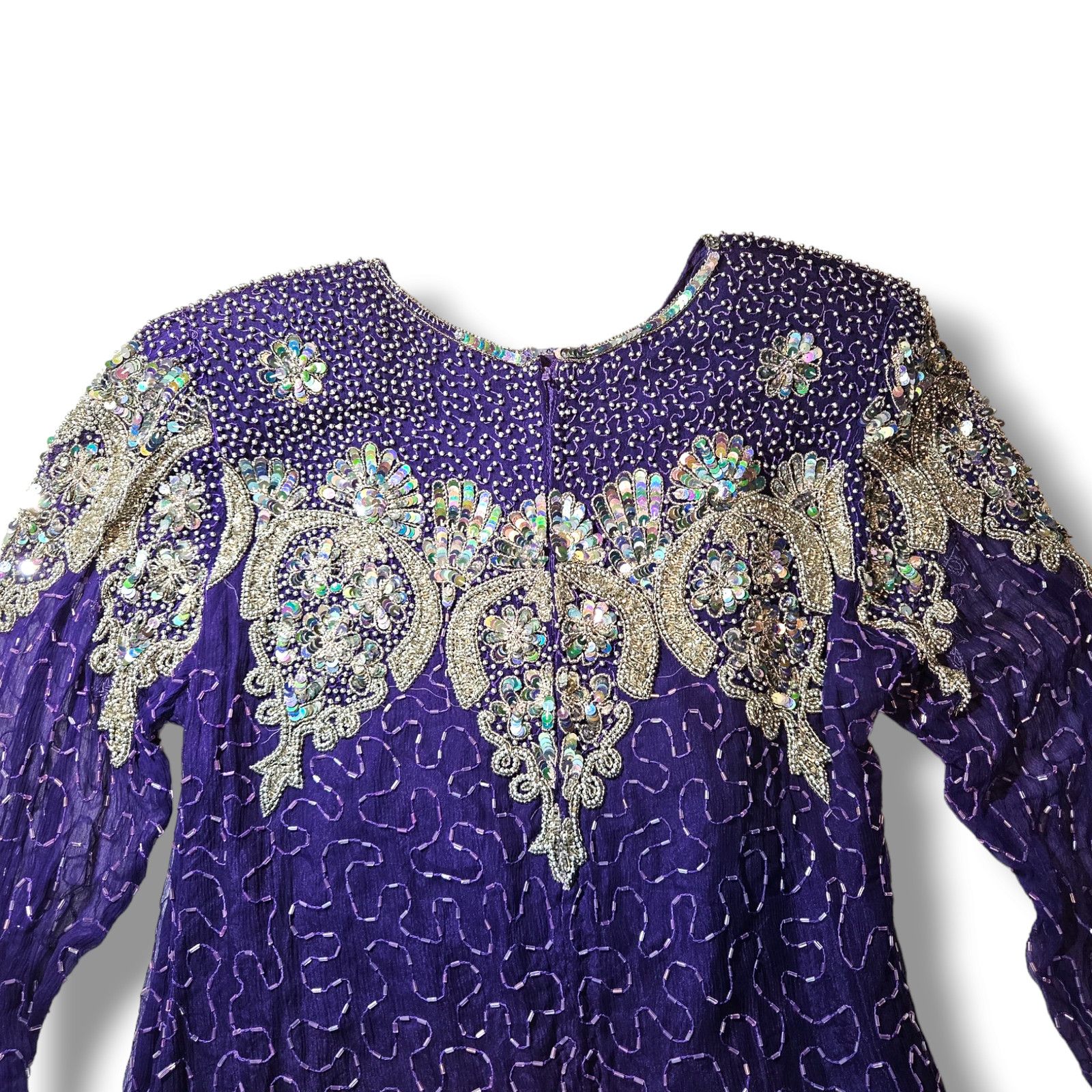 Other VTG JP Fashion Hand Beaded Silk Sheath Dress Sz. M Purple Size M / US 6-8 / IT 42-44 - 4 Thumbnail
