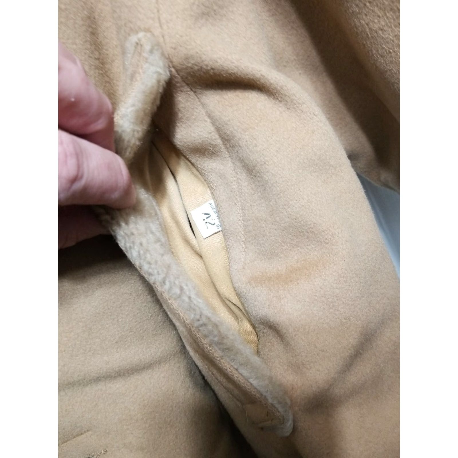 Vintage VINTAGE Mighty Mac Wool Coat Jacket Mens 42 Beige Faux Fur Collar Lining 70s Overcoat Wool, Mid-Length, Button, Chest 26.5, Length 35 Size US XS / EU 42 / 0 - 5 Thumbnail