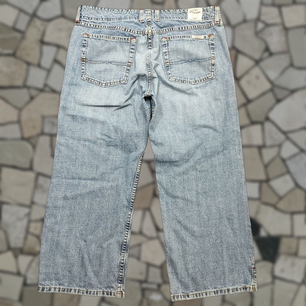 Lucky Brand VINTAGE Lucky Brand Jeans USA Made Womens 10/30 X 22 In Blue Wash Sweet Crop Whiskered Jeans 90s Womens Size 32" / US 10 / IT 46 - 1 Thumbnail