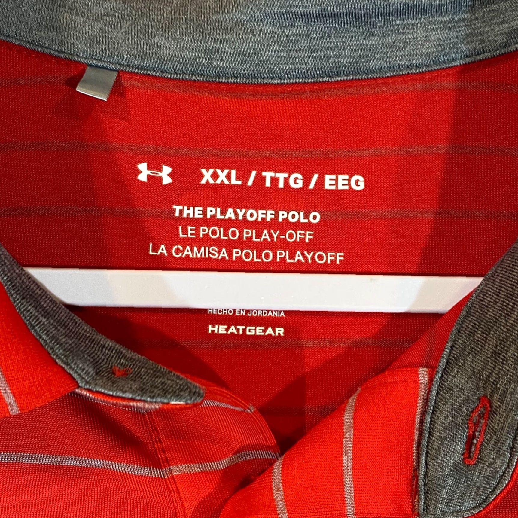 Under Armour Under Armour Polo Shirt Mens 2XL Red Striped Playoff Performance Golf Sport Size US XXL / EU 58 / 5 - 2 Thumbnail