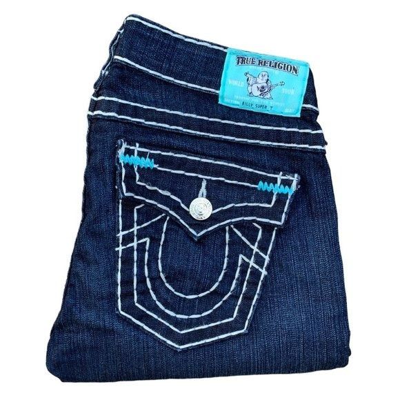 image of Vintage True Religion Jeans Size 27 Billy Super T Blue, Men's