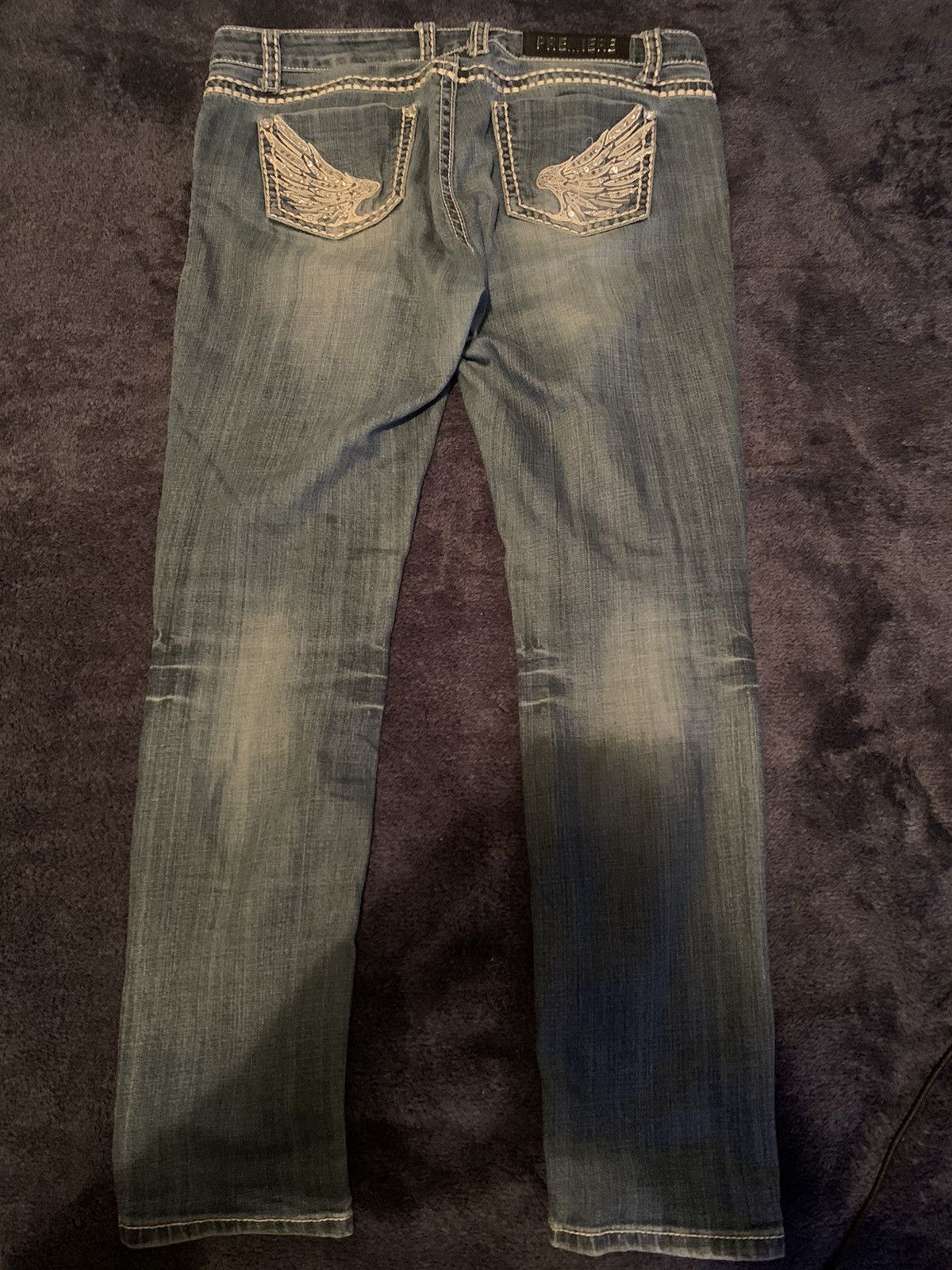 Vintage premiere wing jeans streetwear fashion indie cute y2k scene Size 22" - 2 Thumbnail
