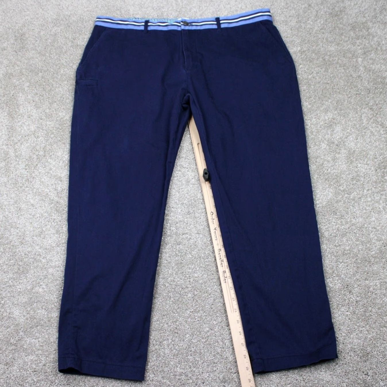 Vintage Con.Struct Chino Pants Mens 42x30 Blue Flat Front Cotton Stretch Straight Leg Size US 42 / EU 58 - 3 Thumbnail