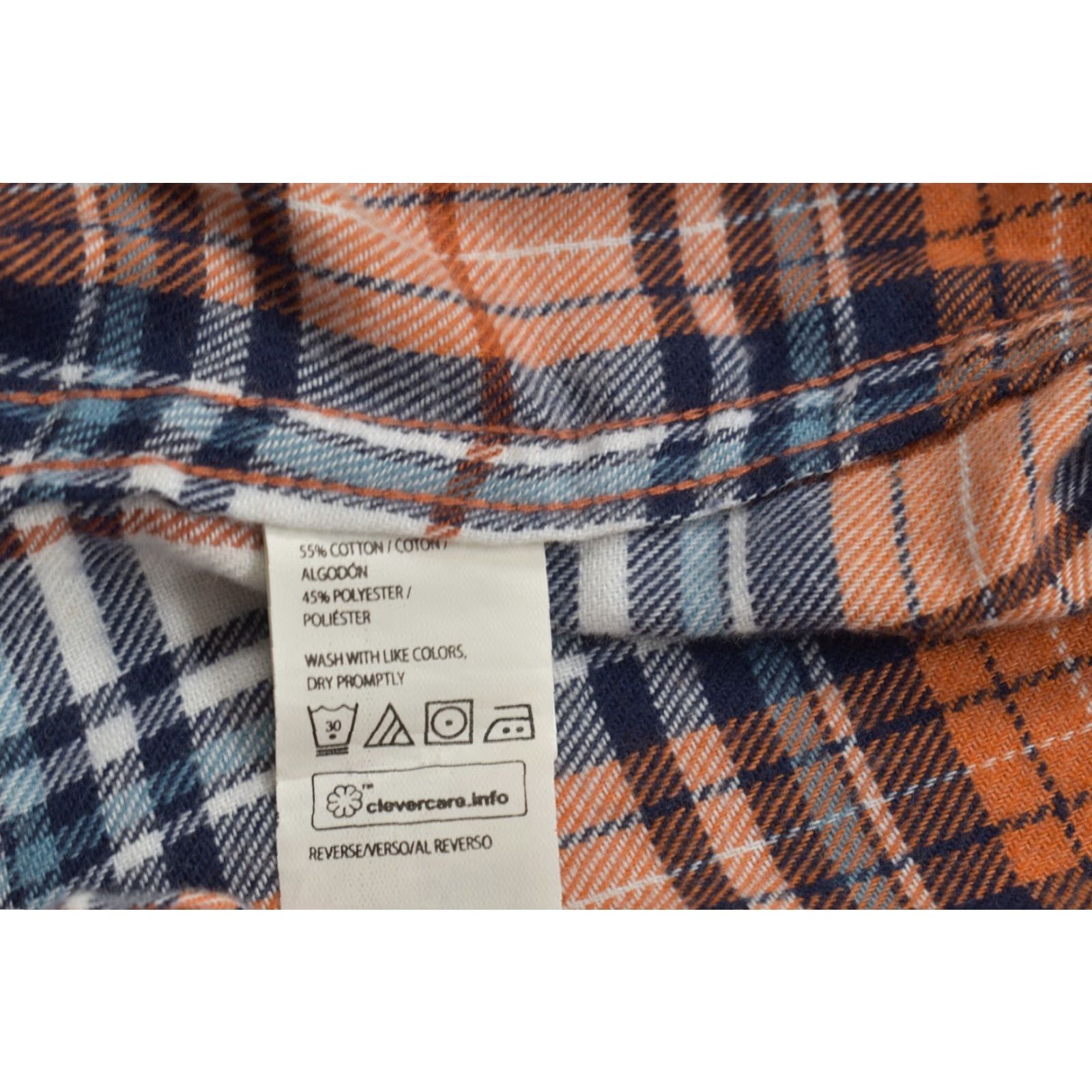 Izod IZOD Shirt Men XXL Plaid Flannel Button-Down Long Sleeve Cotton Orange Blue Pocketed Button-Up Casual Travel Fall Winter Spring Regular Size US XXL / EU 58 / 5 - 8 Thumbnail