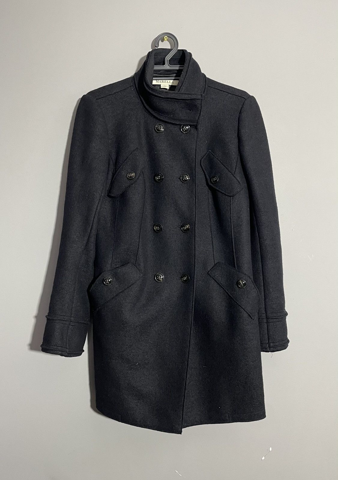 Marella Marella Black Double Breasted Wool coat Size M / US 6-8 / IT 42-44 - 2 Thumbnail