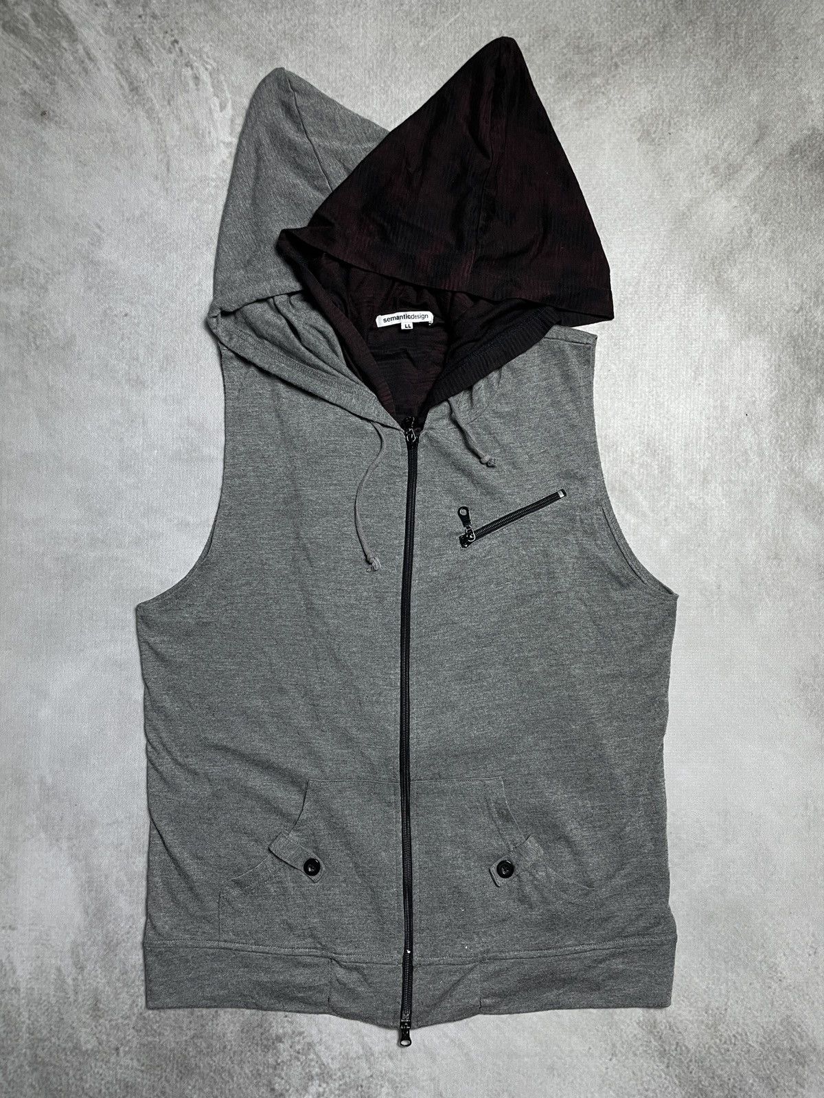 5351 POUR LES HOMMES 2000’s Semantic Design - Double Inner Vkei Style Hooded Vest Size US M / EU 48-50 / 2 - 2 Thumbnail
