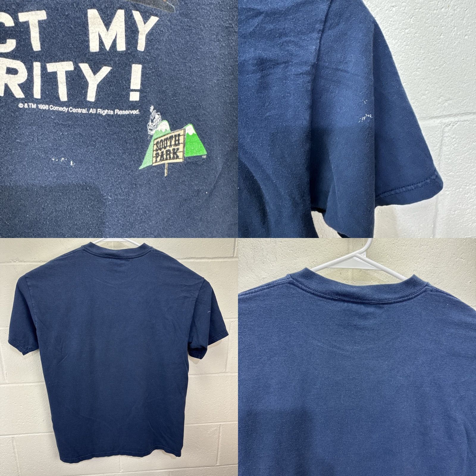 Tultex VINTAGE 90s South Park Cartman T-Shirt Tultex Men's XL Blue Graphic Print "Respect My Authority" Size US XL / EU 56 / 4 - 8 Thumbnail