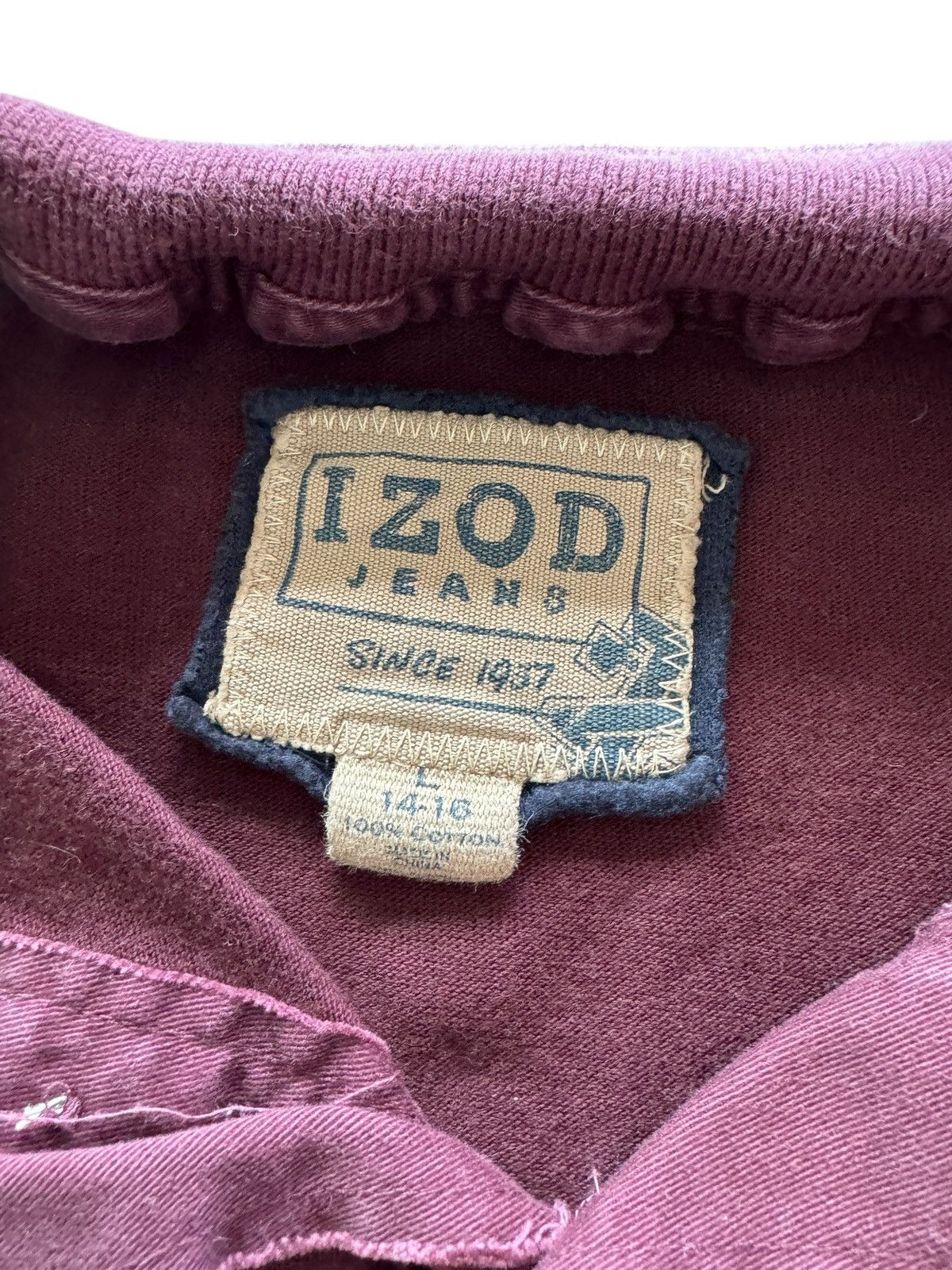 Izod Retro Izod Jeans Burgundy Long Sleeve Embroidered Polo Shirt Size L / US 10 / IT 46 - 4 Thumbnail