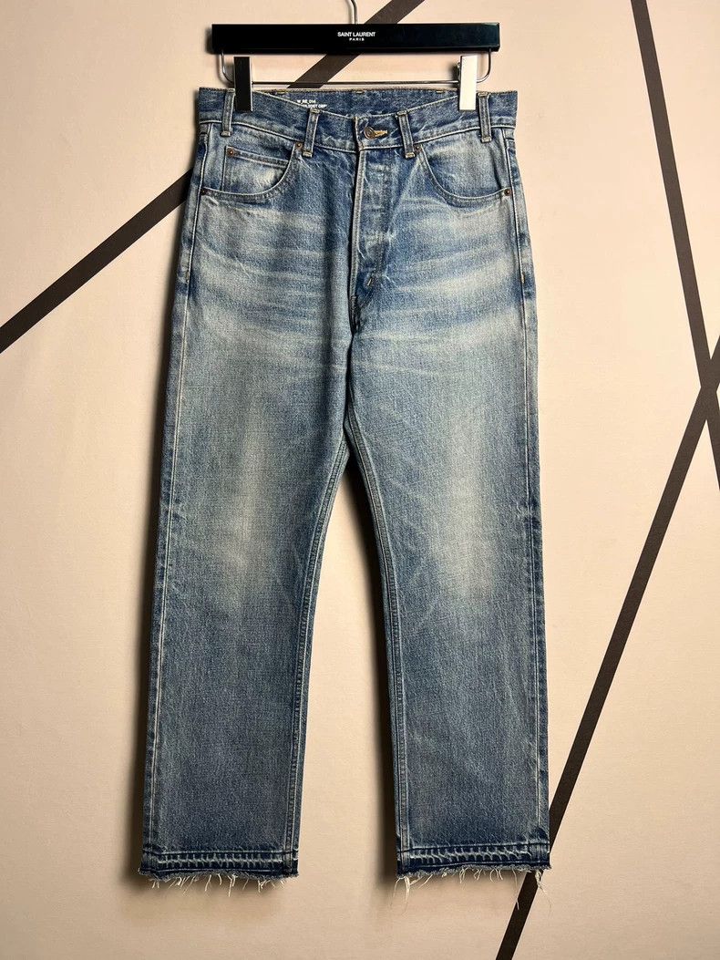 Celine CELINE Straight blue jeans with fringed edges Size 26" / US 2 / IT 38 - 1 Thumbnail