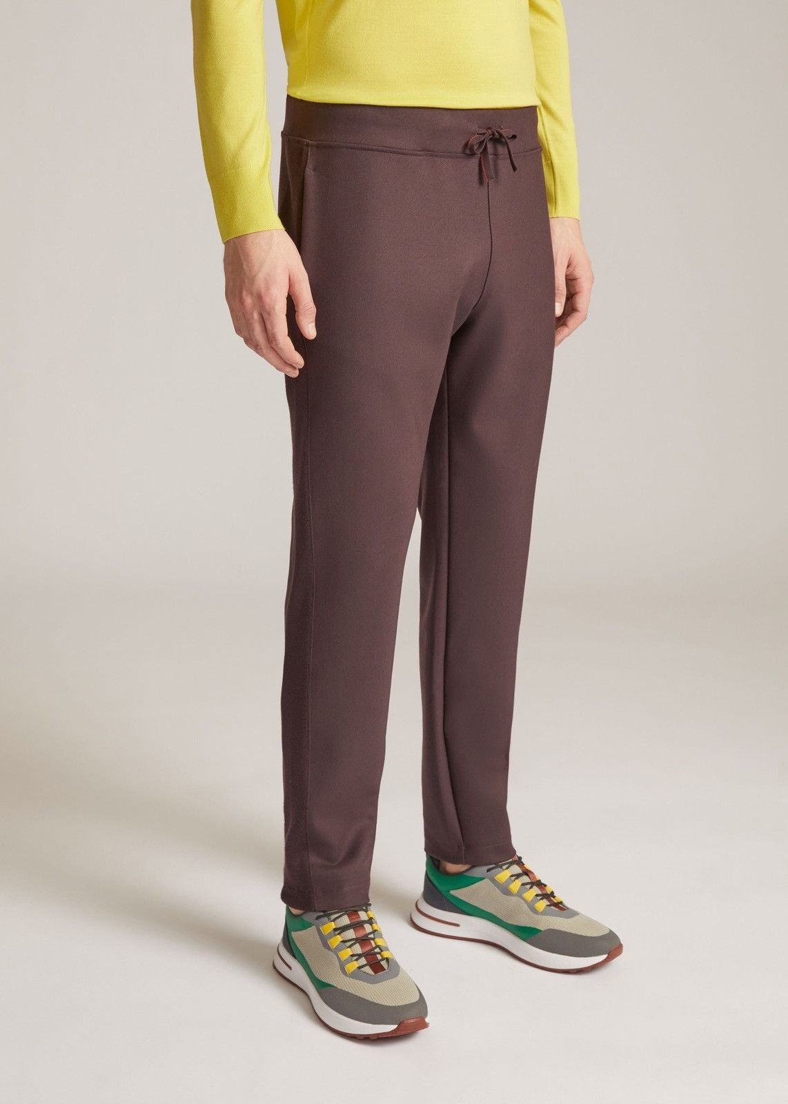 o1loc1c0124 Double-Layer Stretch Trouser in Burgandy