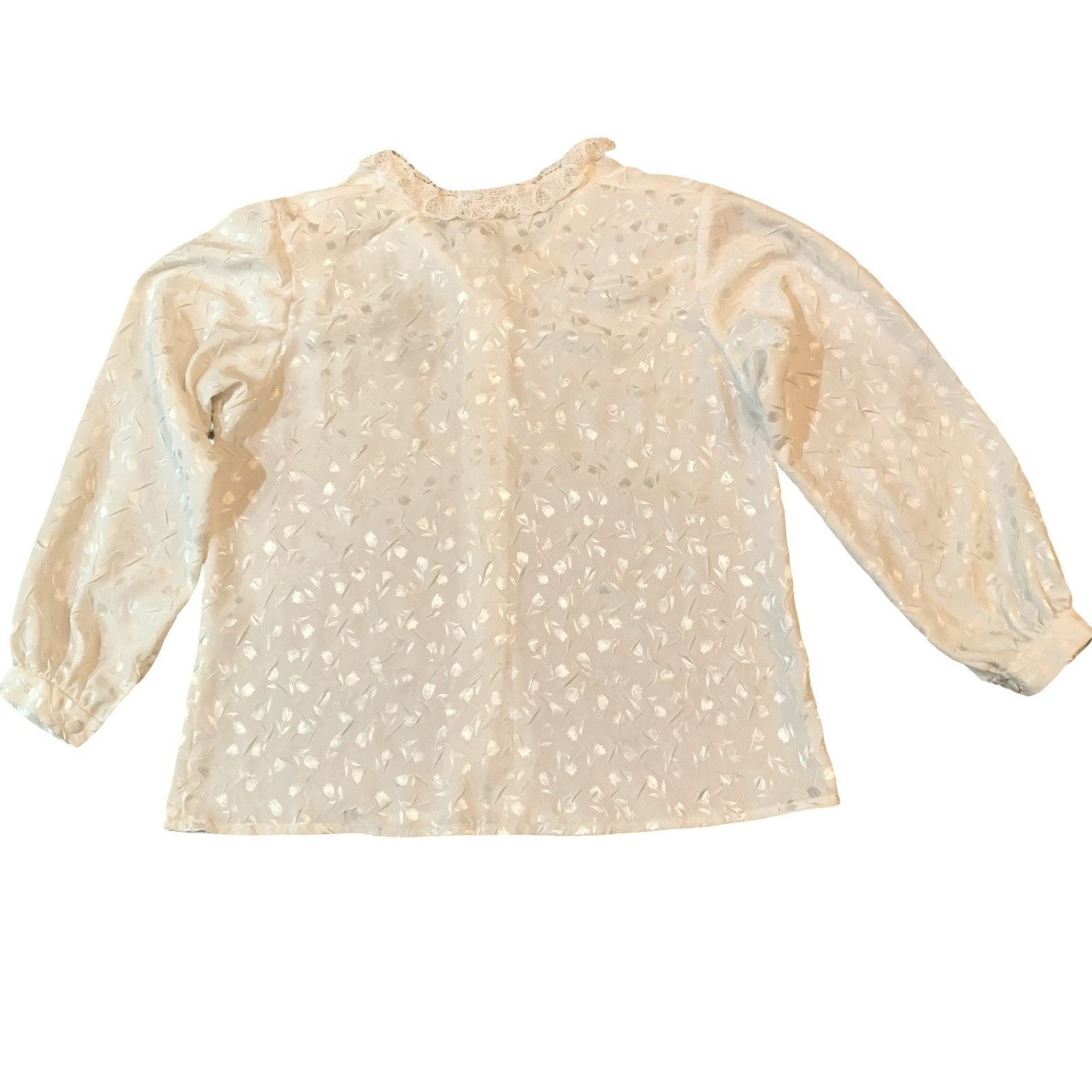 Other Vtg Ivory Long Sleeve M Blouse Crochet Collar Victorian Femi Size M / US 6-8 / IT 42-44 - 1 Thumbnail