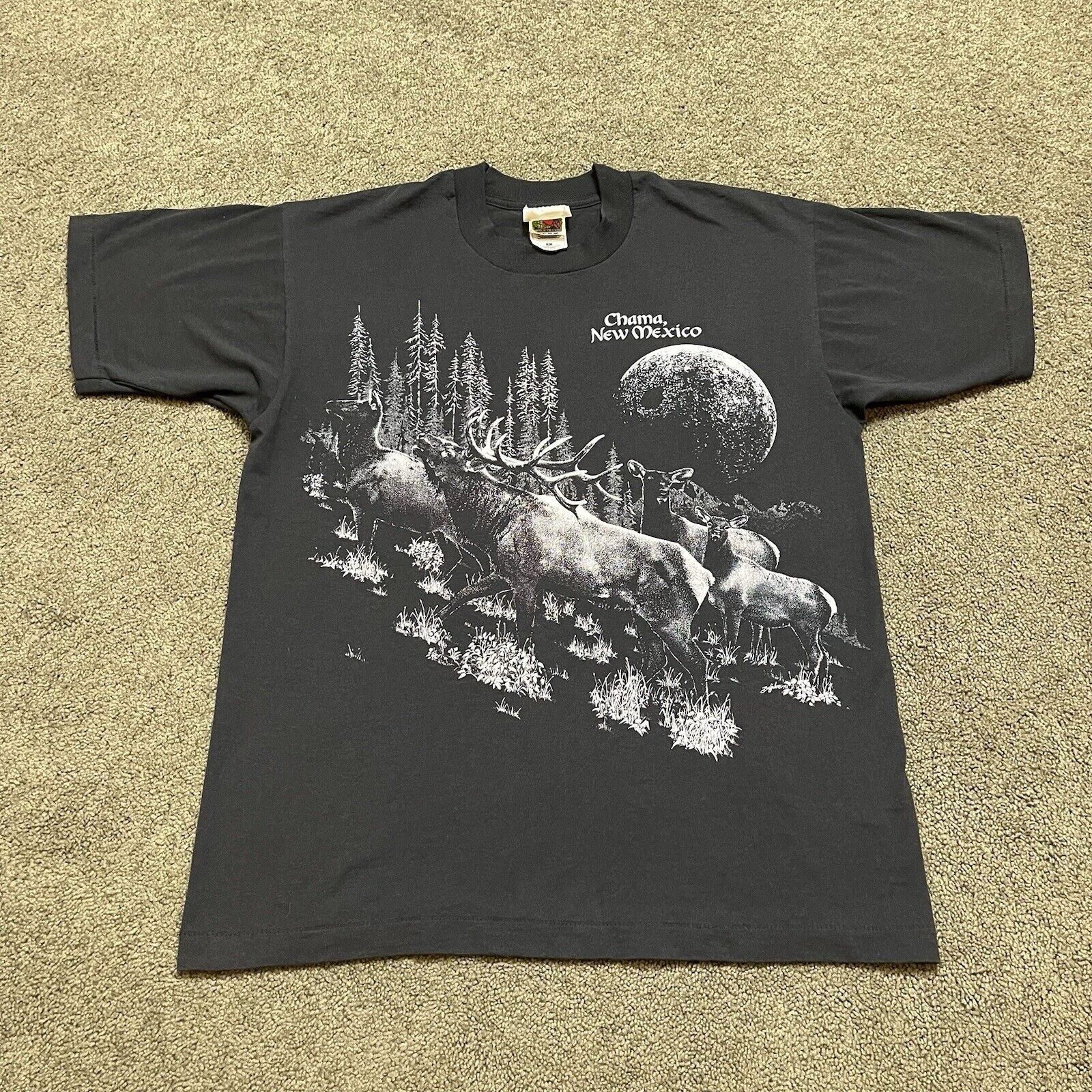 Giant Tees VTG 1980s Mens L Black Single Stitch Graphic T Shirt USA Elk Size US L / EU 52-54 / 3 - 1 Thumbnail