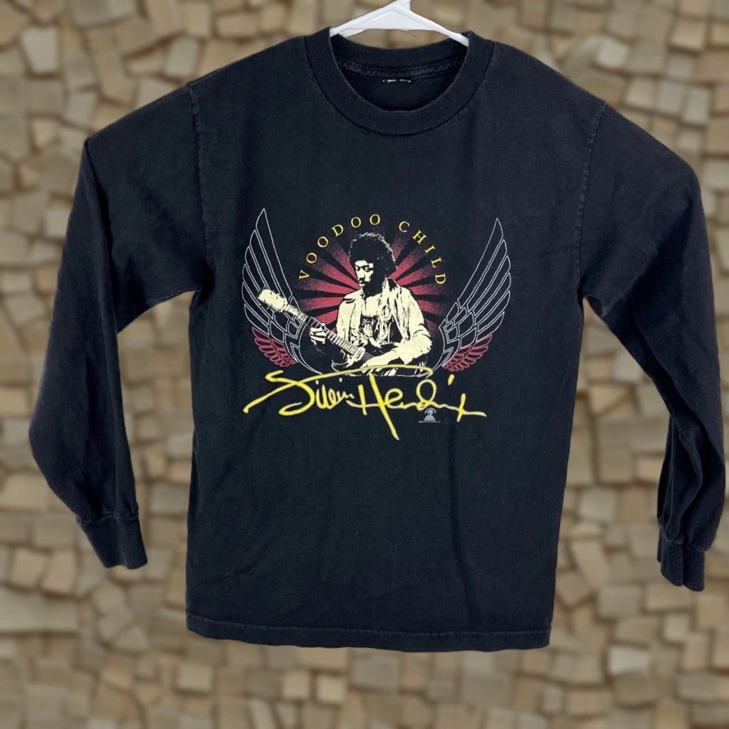 Vintage VINTAGE Jimi Hendrix Signature Voodoo Child Black Long Sleeve Shirt Men’s Small S Crew Neck Graphic Tee 100% Cotton Unbranded Mens Boys? Size US S / EU 44-46 / 1 - 1 Thumbnail
