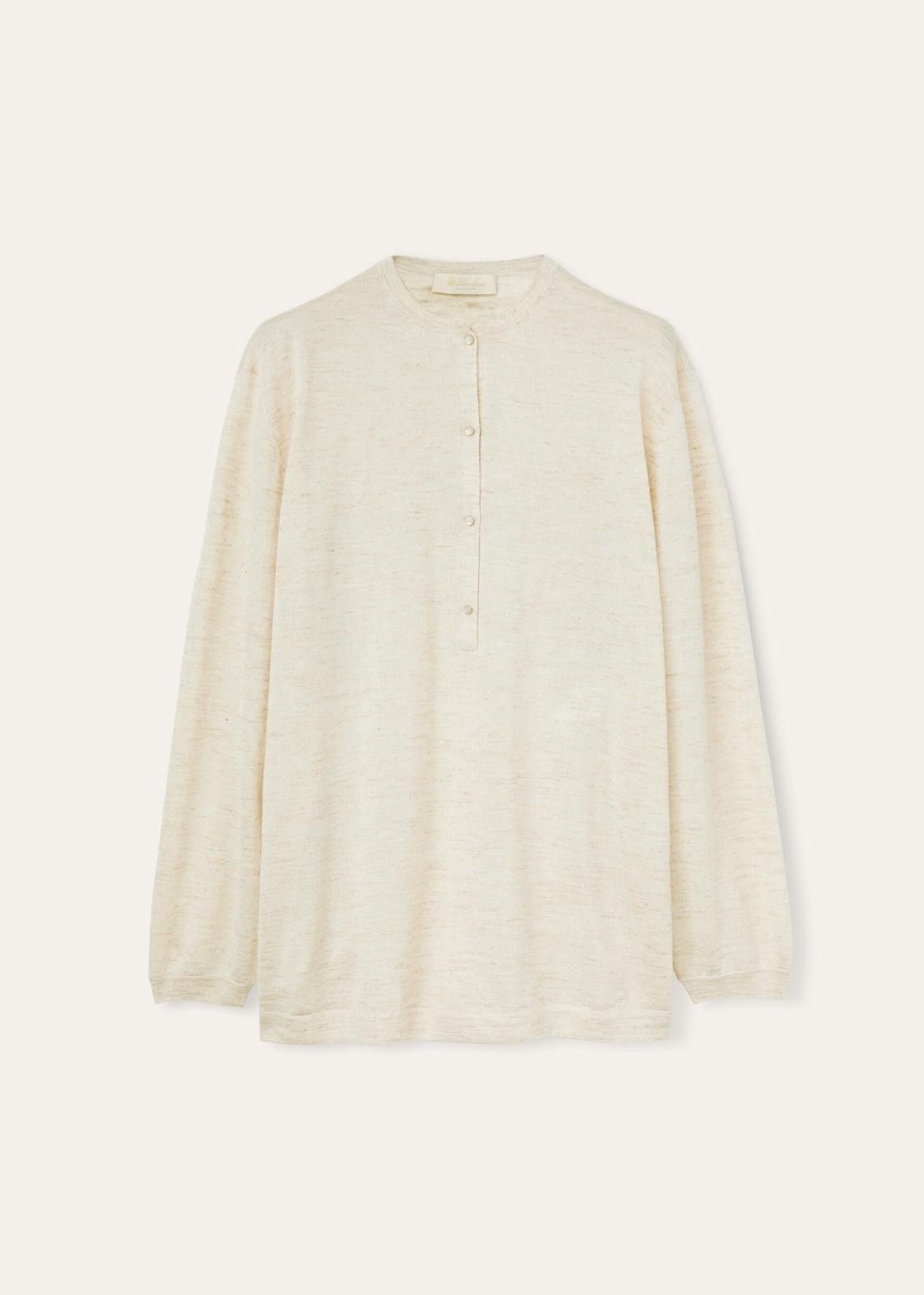 Loro Piana o1srvl11e0425 FAN6394 Cocooning Henley Sweater in Beige Size M / US 6-8 / IT 42-44 - 1 Thumbnail