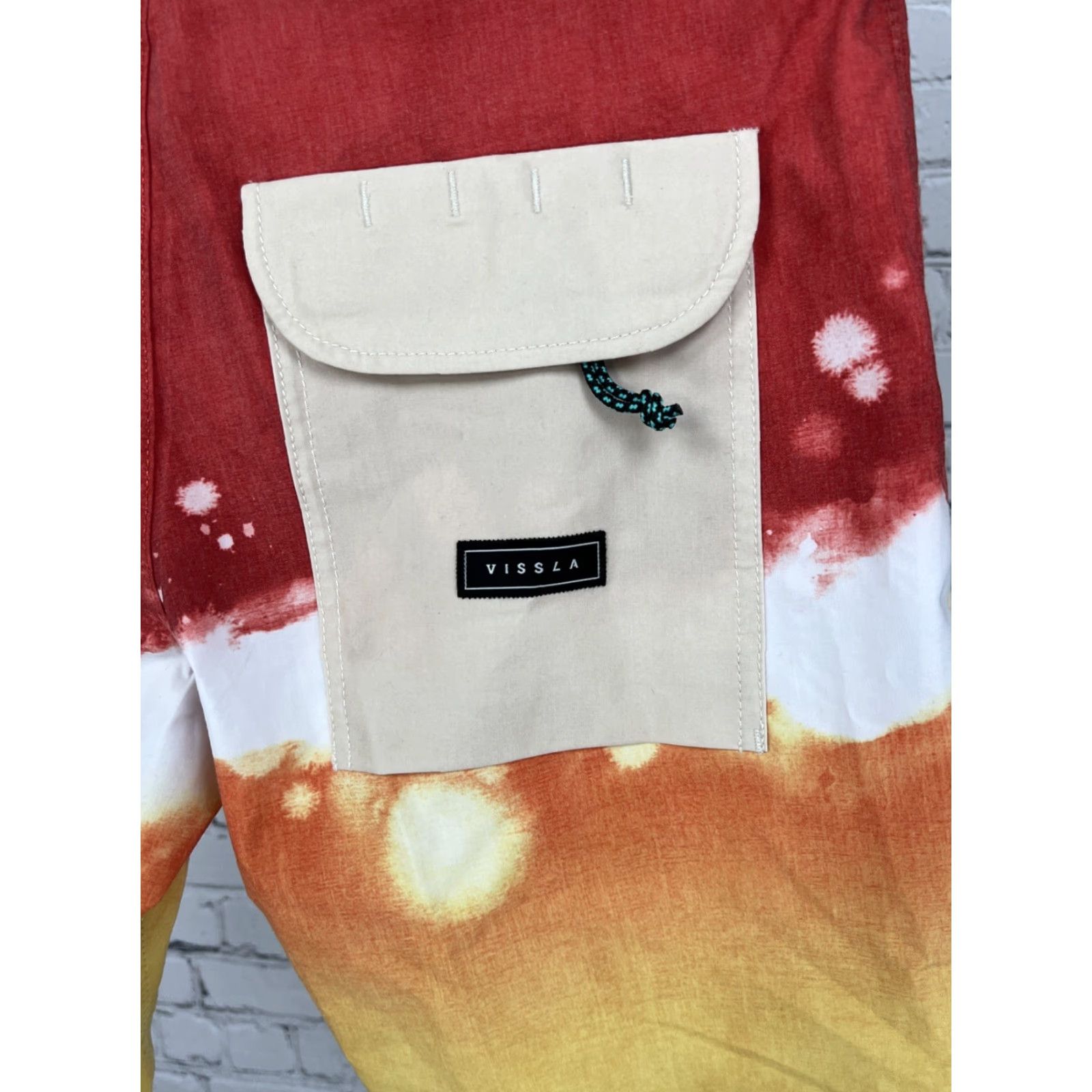 Vissla NWT Vissla Board Shorts 28 Red Yellow Recycled Materials Stretch Swim Trunks Size US 28 / EU 44 - 3 Thumbnail