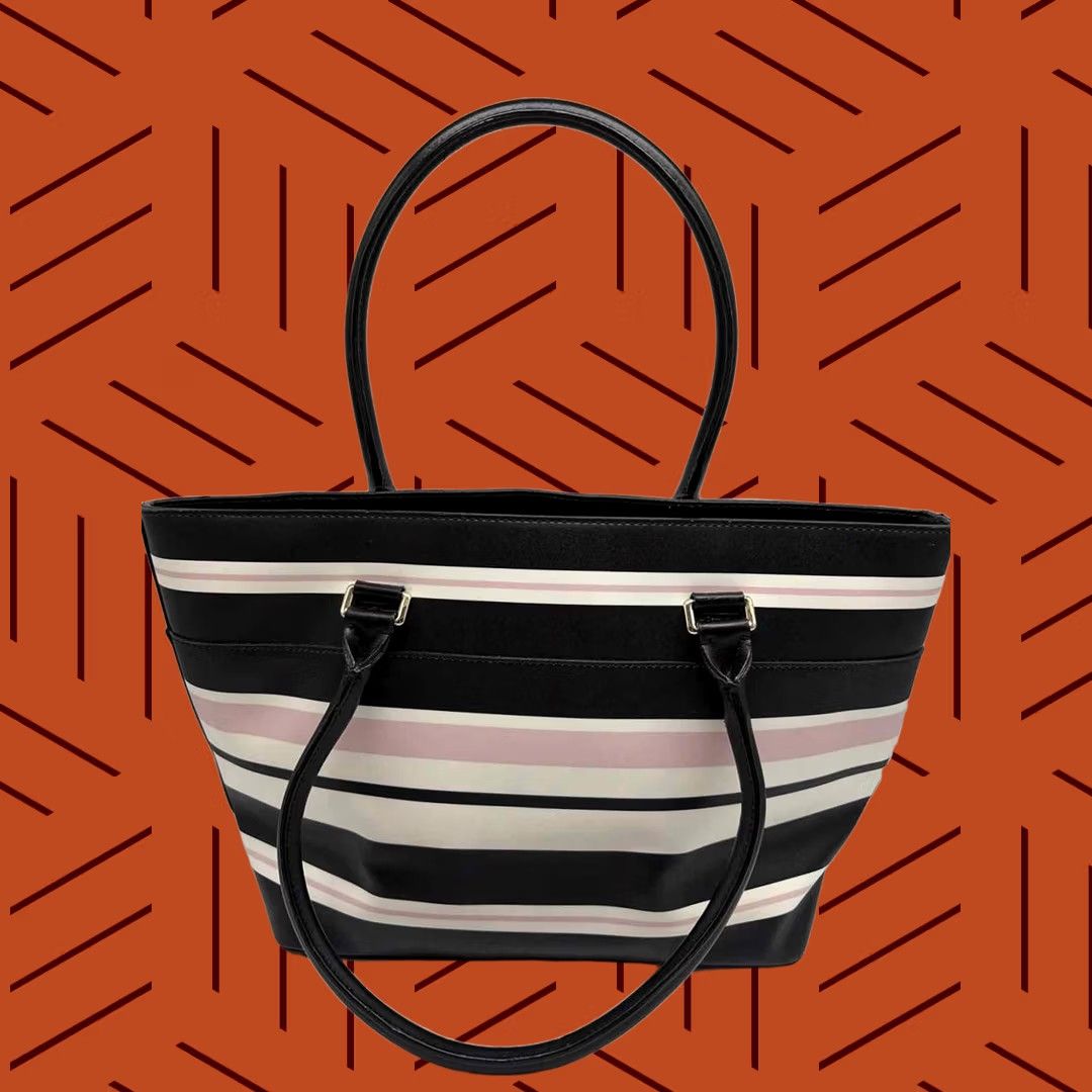 Vintage Kate Spade Striped Black Tote Bag Size ONE SIZE - 1 Thumbnail