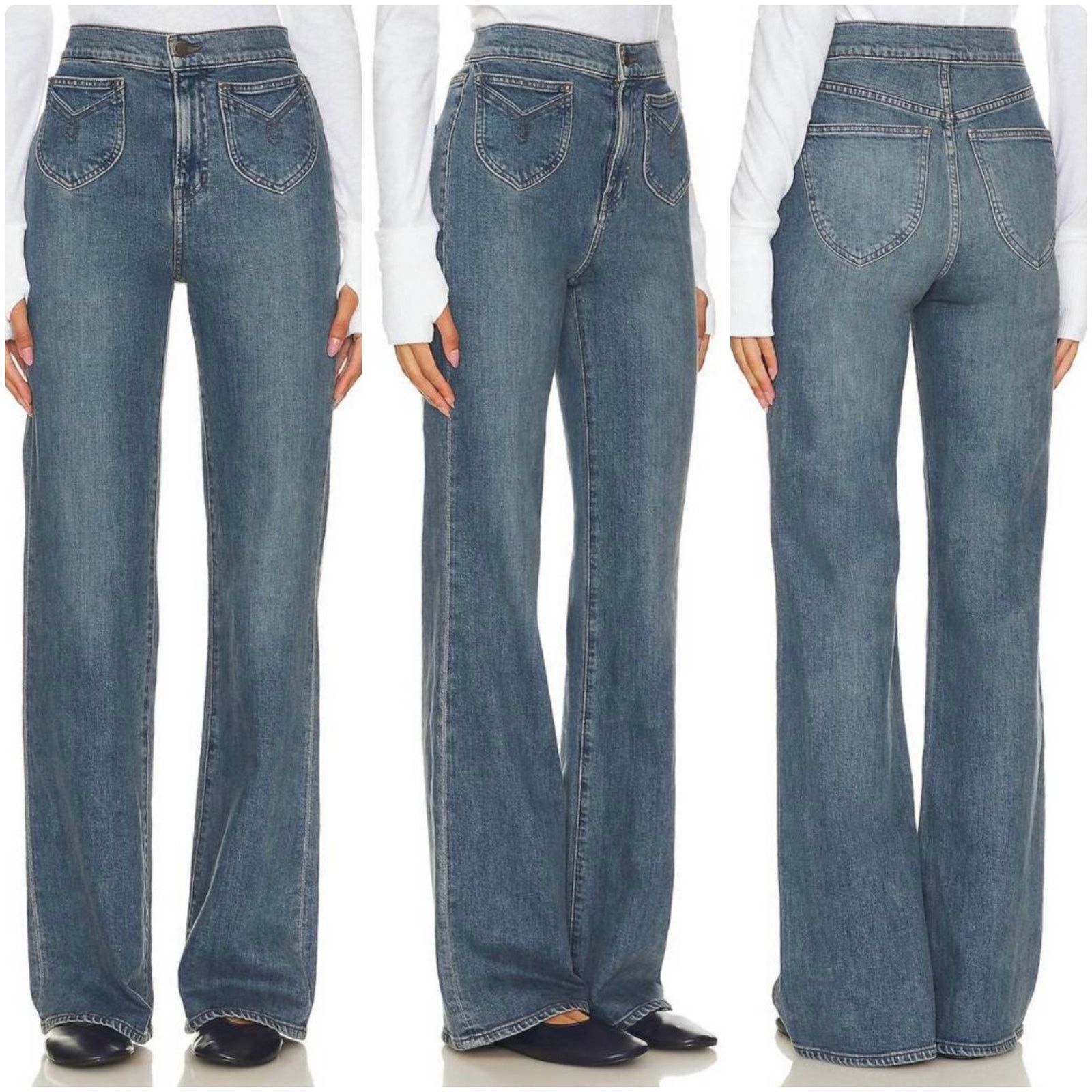 Veronica Beard Veronica Beard crosbie wide leg with western pocket jeans Size 31" - 1 Thumbnail