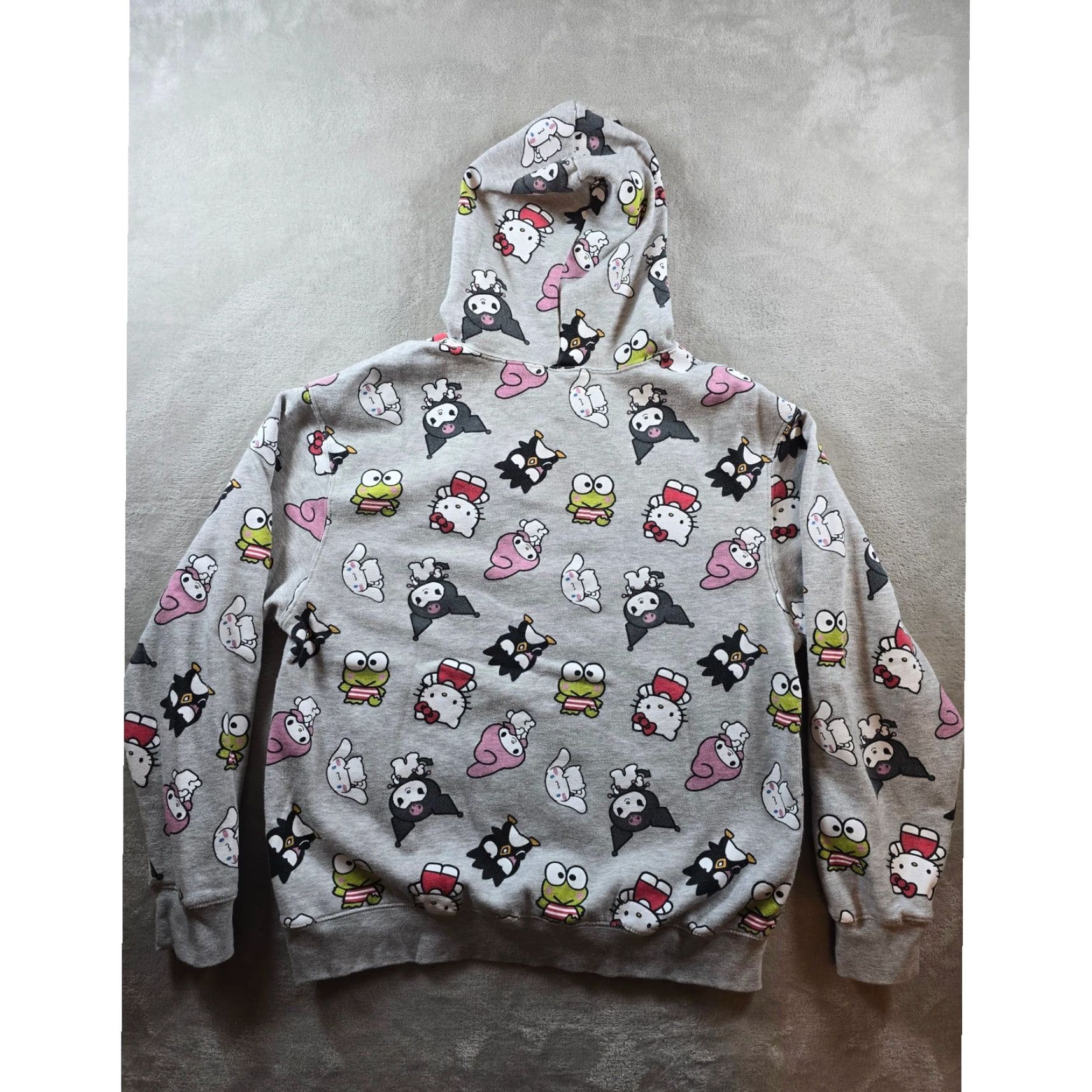 Vintage Hello Kitty And Friends Hoodie Womens 1X Gray All Over Print Fits Small Read Size XL / US 12-14 / IT 48-50 - 7 Thumbnail