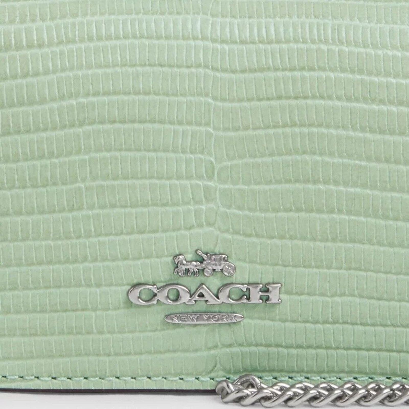 Coach NWT Coach Mini Wallet Chain CR372 Crocodile Leather Green Size ONE SIZE - 8 Thumbnail
