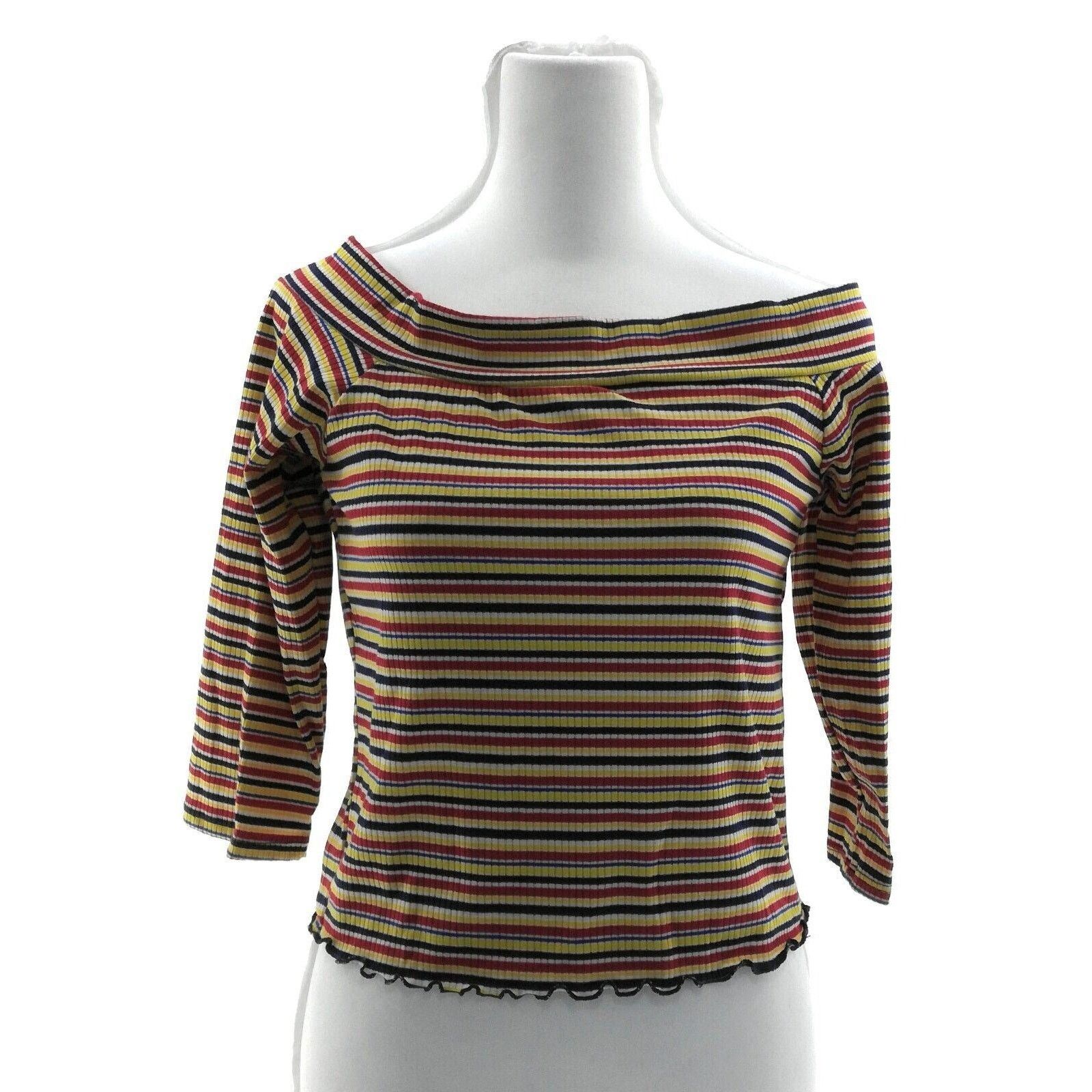 Other Caution to The Wind Multi Color Striped Crop Top - Large Size L / US 10 / IT 46 - 2 Thumbnail