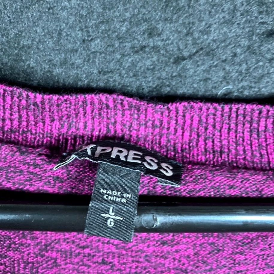 Express Express Womens Sweater Purple Black Oversized 3/4 Sleeve Knit Tunic Stretch L Size L / US 10 / IT 46 - 6 Thumbnail