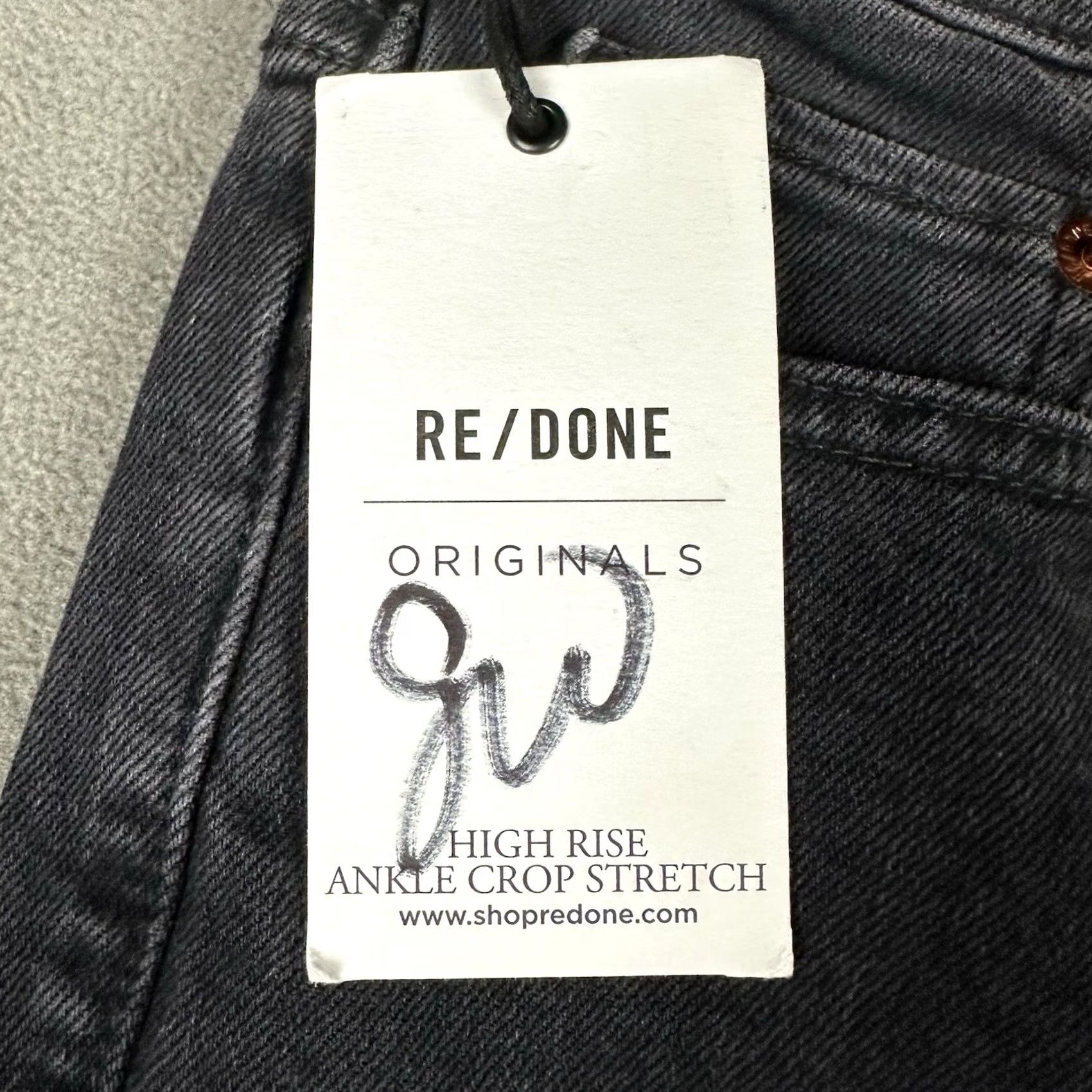 RE/DONE RE/DONE Jeans Womens 31 Dark Gray High Rise Ankle Crop Stretch Raw Hem NWT Size 24" / US 00 / IT 34 - 7 Thumbnail