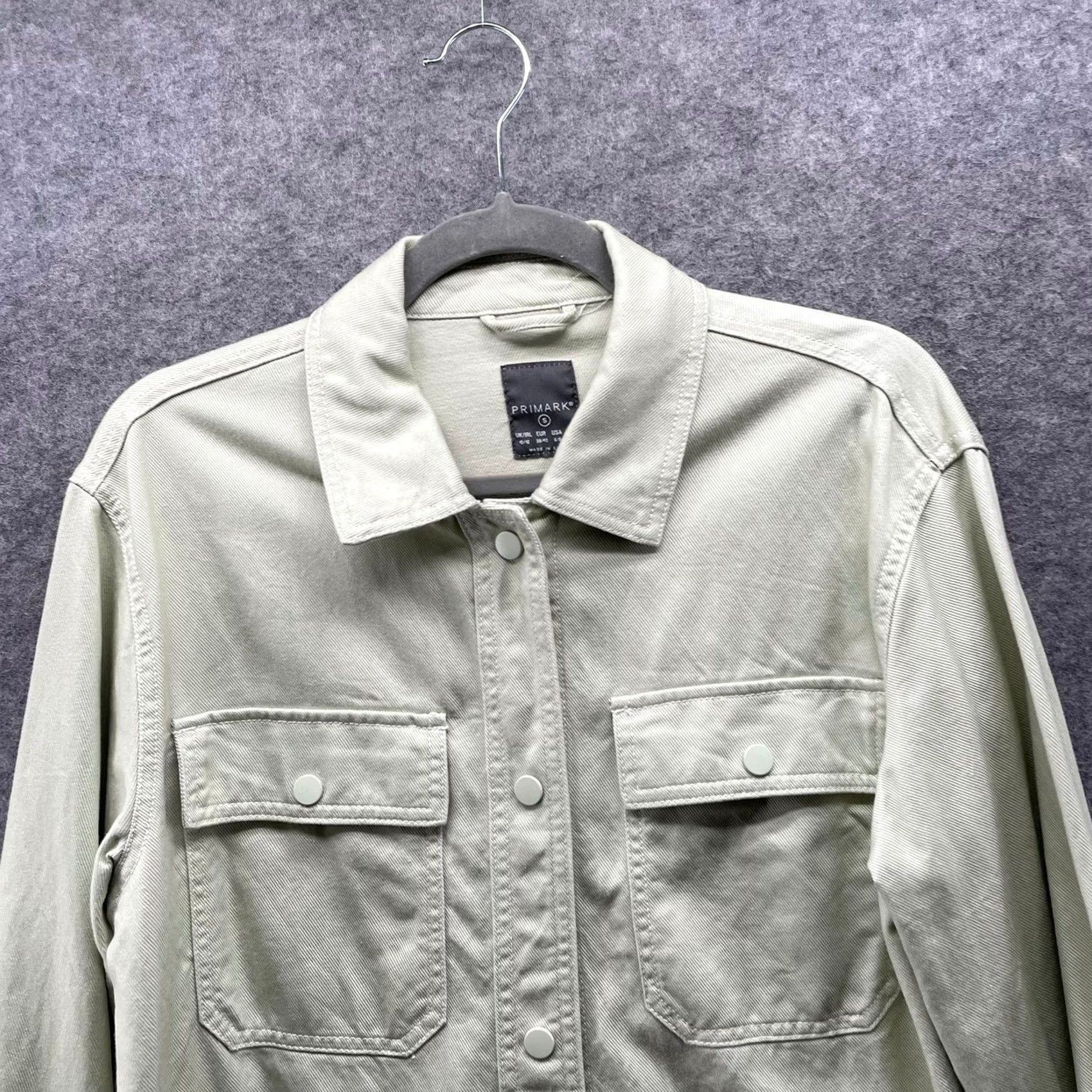 Primark Primark Cotton Lyocell Shacket Womens S Sage Green Relaxed Shirt Jacket Size S / US 4 / IT 40 - 3 Thumbnail