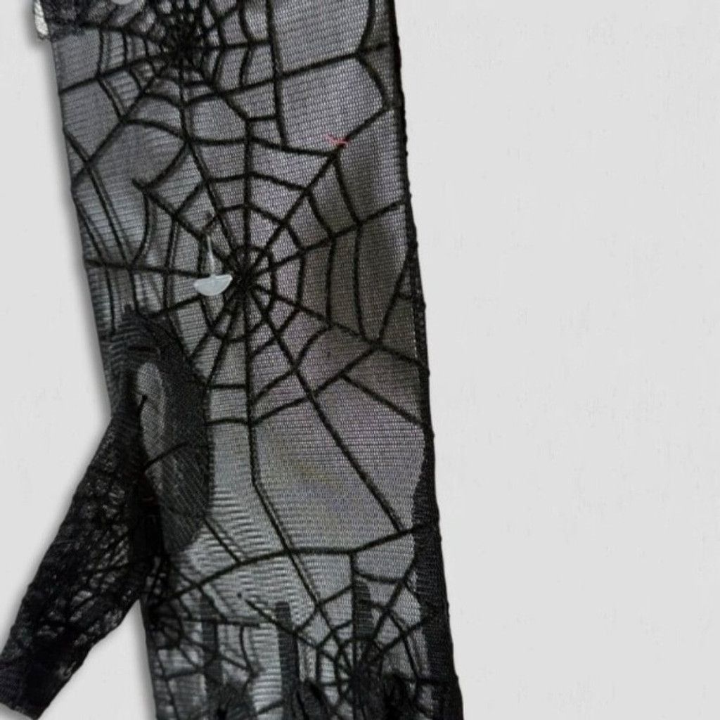 Boohoo Halloween Sheer Lace Gloves Spiderweb Pattern Gothic Black Size ONE SIZE - 3 Thumbnail