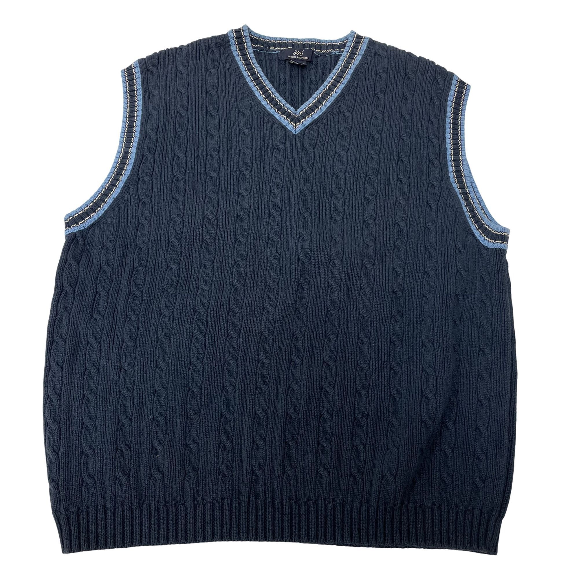 Brooks Brothers Brooks Brothers 346 Cotton Cable KNIT V Neck SWEATER Vest Size US L / EU 52-54 / 3 - 2 Thumbnail