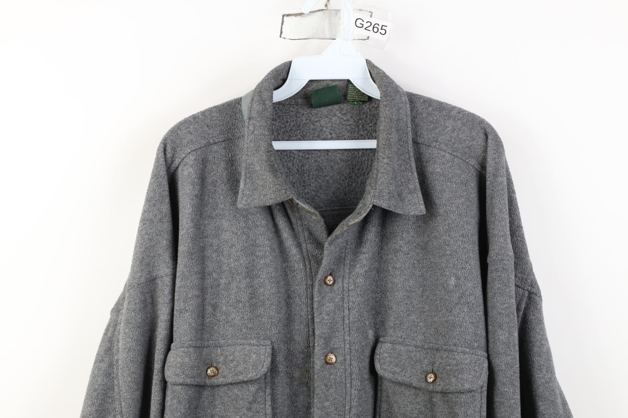 Vintage Vintage 90s Streetwear Baggy Fleece Button Shirt Jacket Gray Size US XL / EU 56 / 4 - 2 Thumbnail