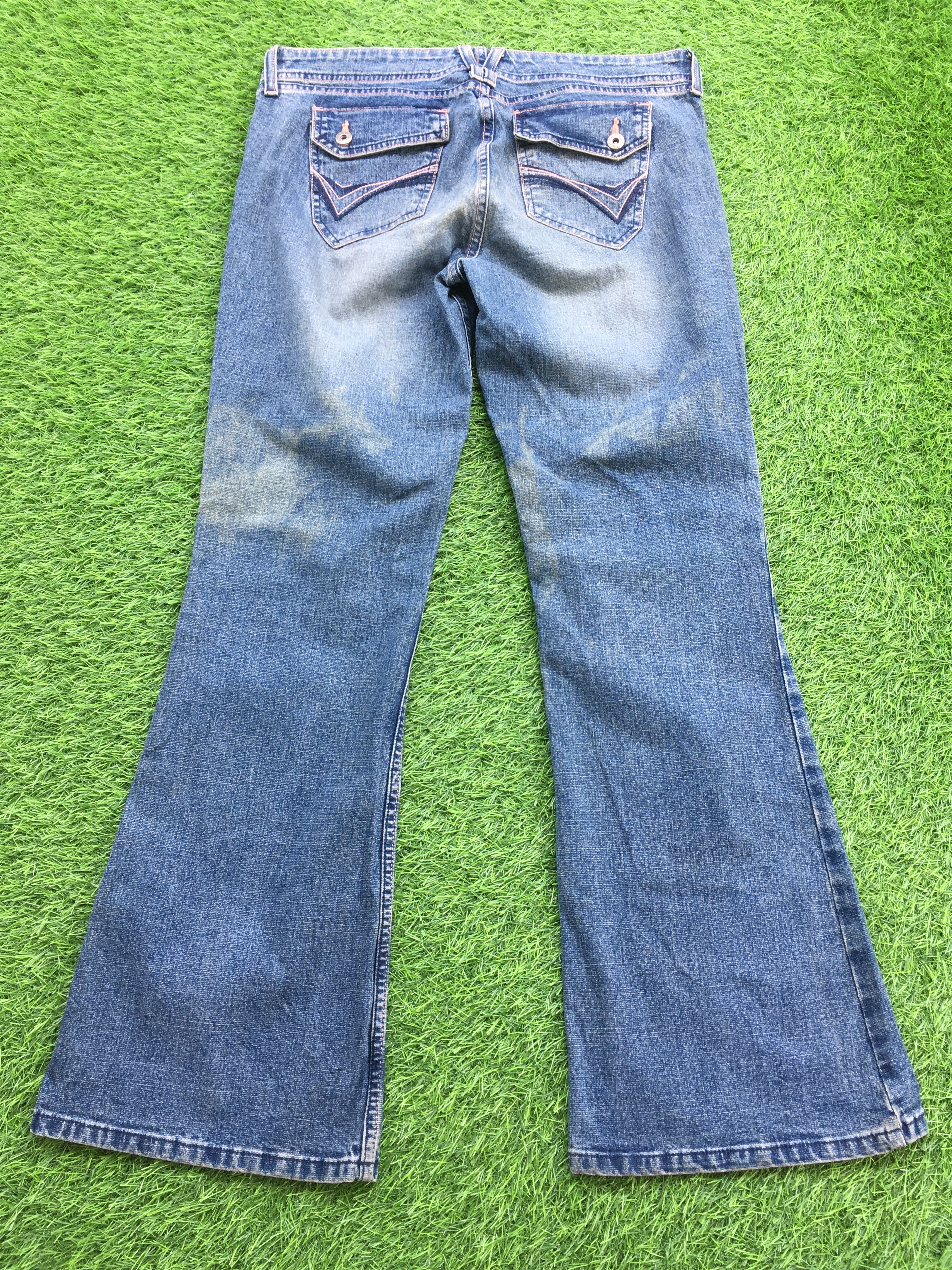 Designer × Jean Y2K Low Rise Distressed Flare Jeans D-965 Size 31" - 2 Thumbnail