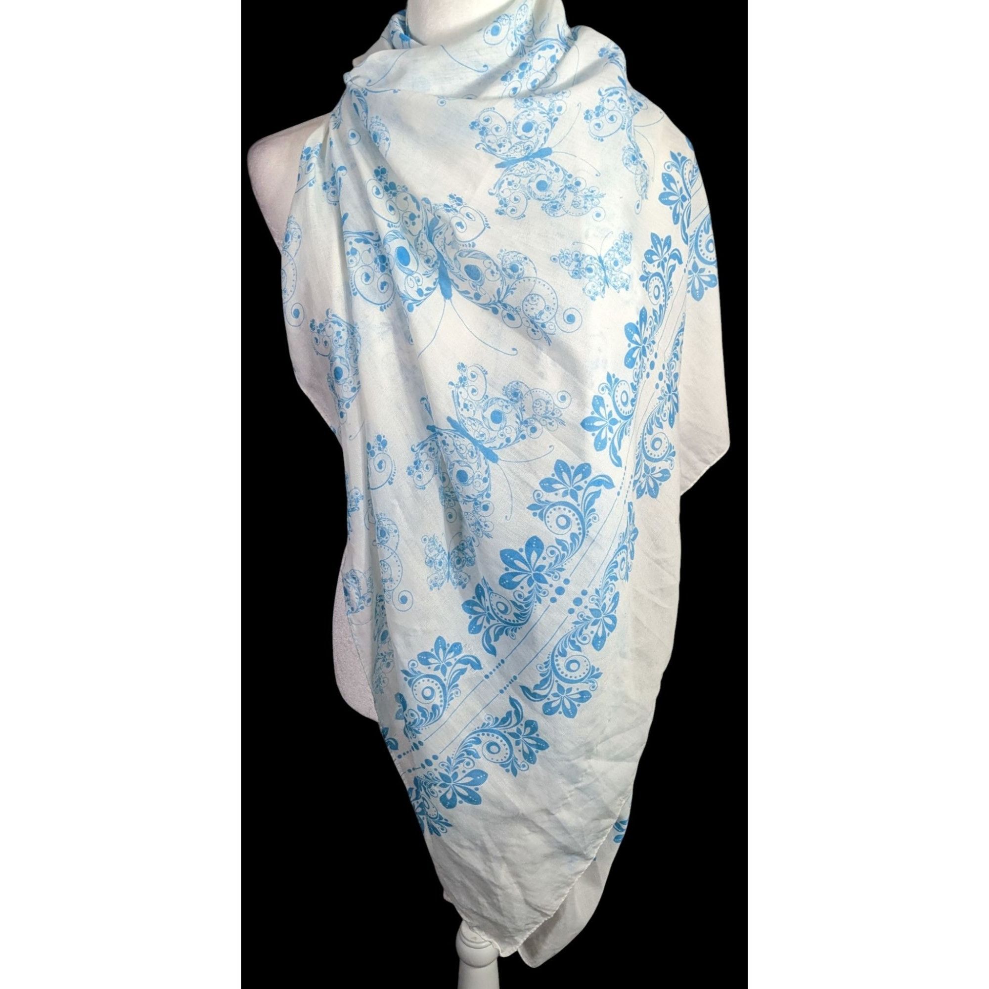 Other Bohemian Whimsical Blue Butterfly Print Lightweight Scarf Wr Size ONE SIZE - 1 Thumbnail
