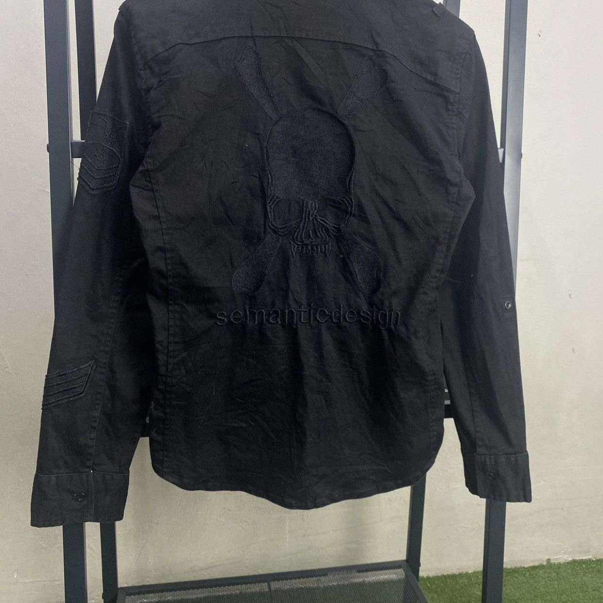 semanticdesign Semantic Design Black Tonal Skull Embroidered Military Shirt Size US M / EU 48-50 / 2 - 4 Thumbnail