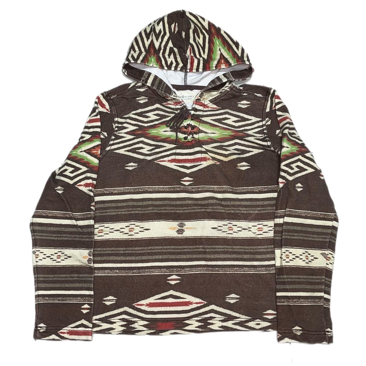 image of Denim And Supply Ralph Lauren x Polo Ralph Lauren Polo Ralph Laurent Aztec Hoodie in Brown (Size La