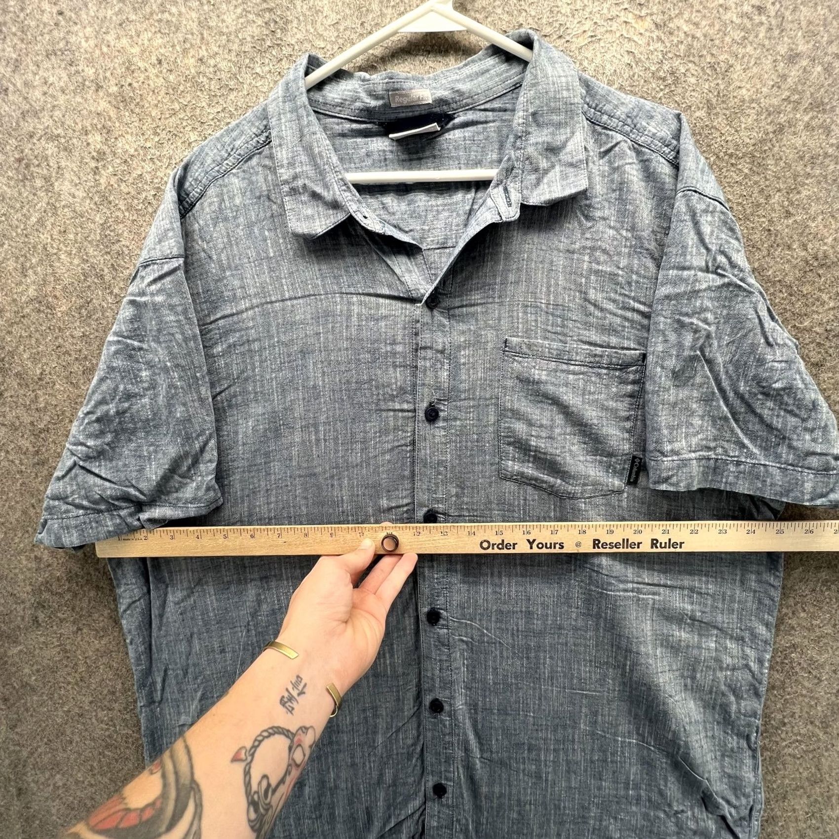 Vintage Columbia Shirt Mens XL Blue Chambray Short Sleeve Button Front Casual Woven Size US XL / EU 56 / 4 - 5 Thumbnail