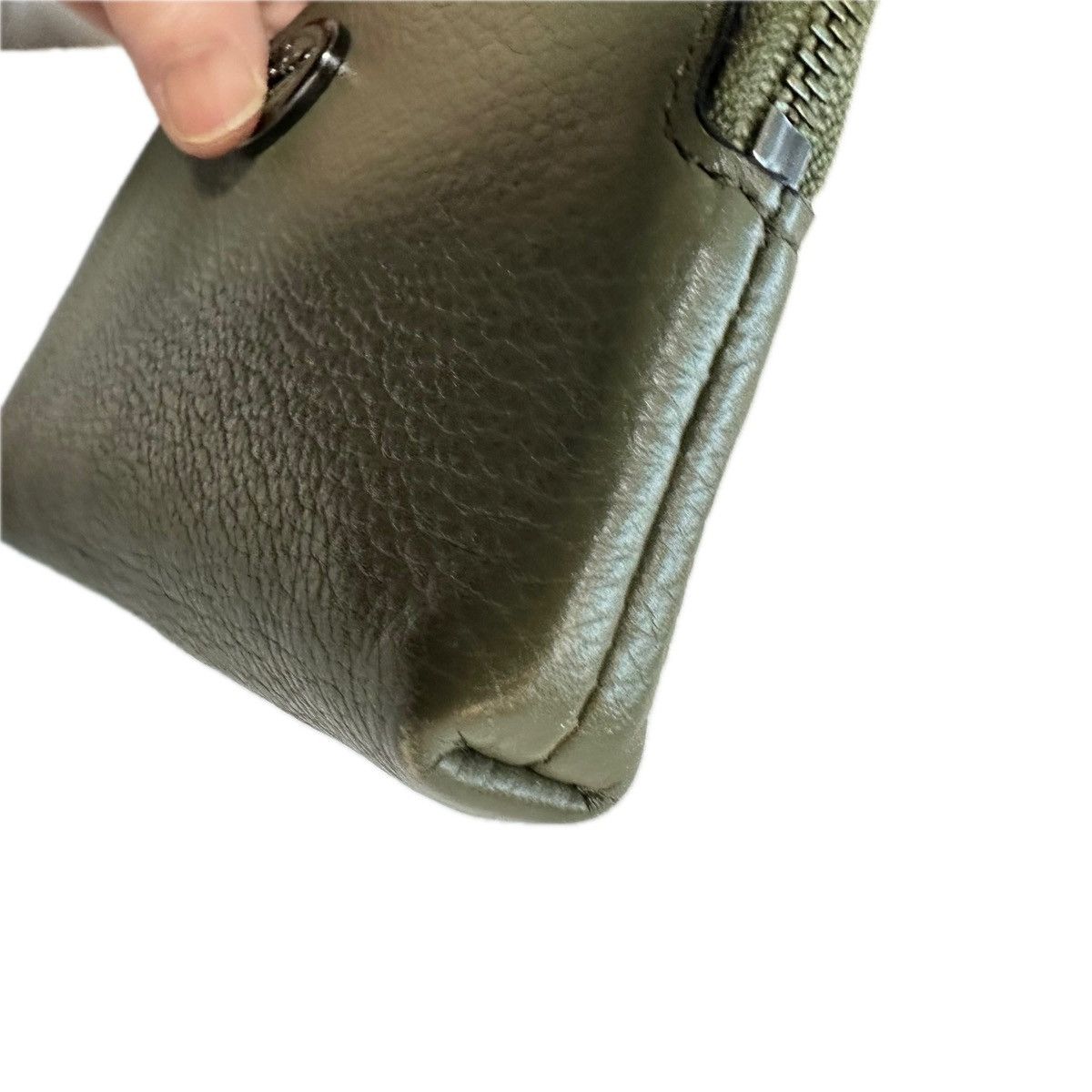 Coach Coach Olive Green Pebbled Leather Corner Zip Wristlet Wallet Size ONE SIZE - 5 Thumbnail