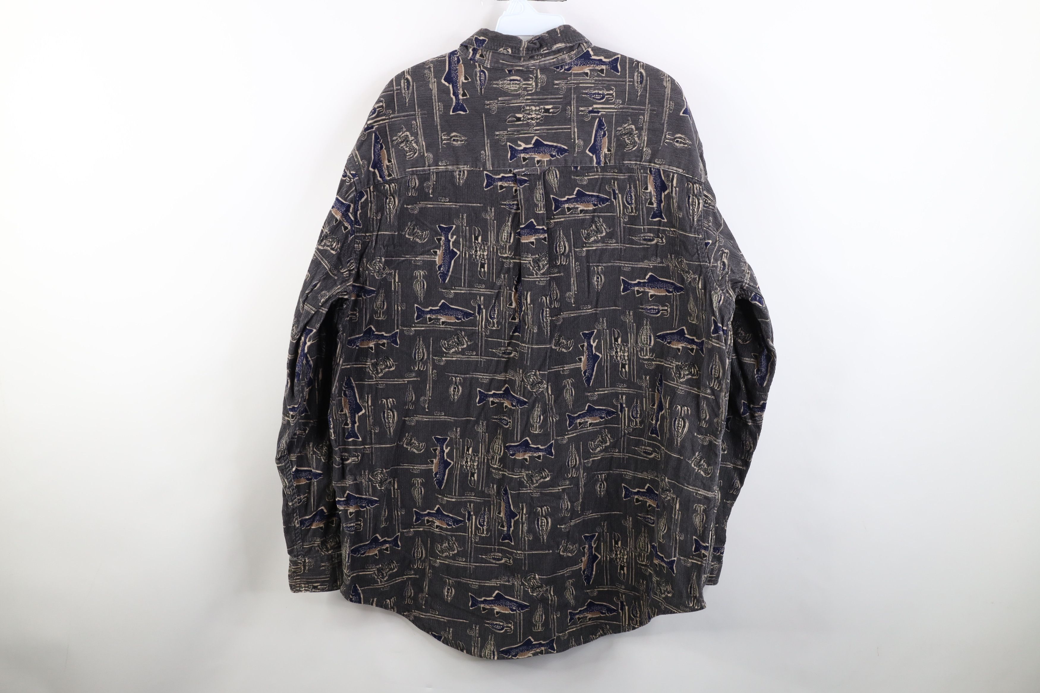 Vintage Vintage 90s Y2K Streetwear Print Corduroy Button Down Shirt Size US L / EU 52-54 / 3 - 8 Thumbnail