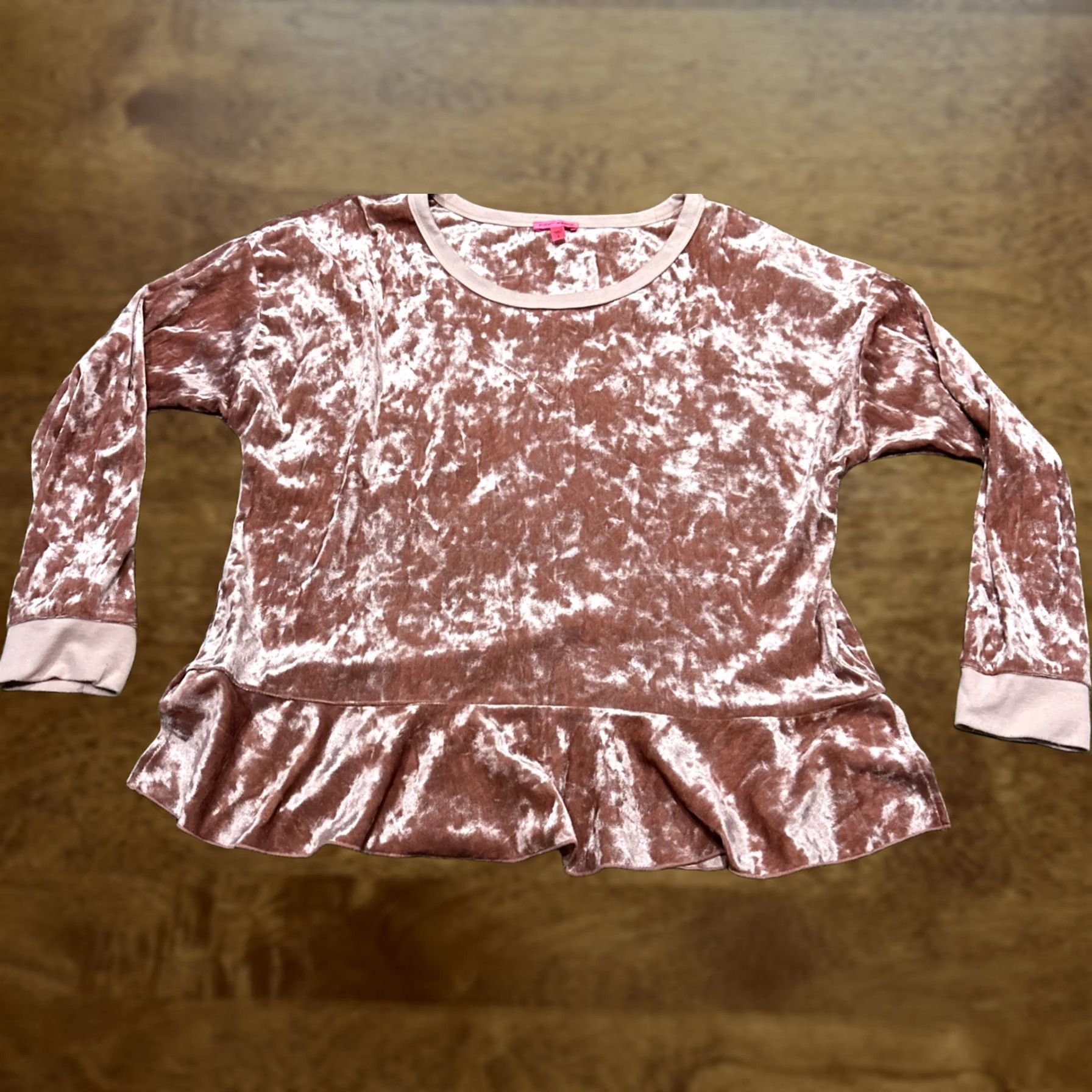 Betsey Johnson Betsey Johnson Shirt Large Pink Crushed Velvet Long Sleeve Casual A38 Size L / US 10 / IT 46 - 1 Thumbnail