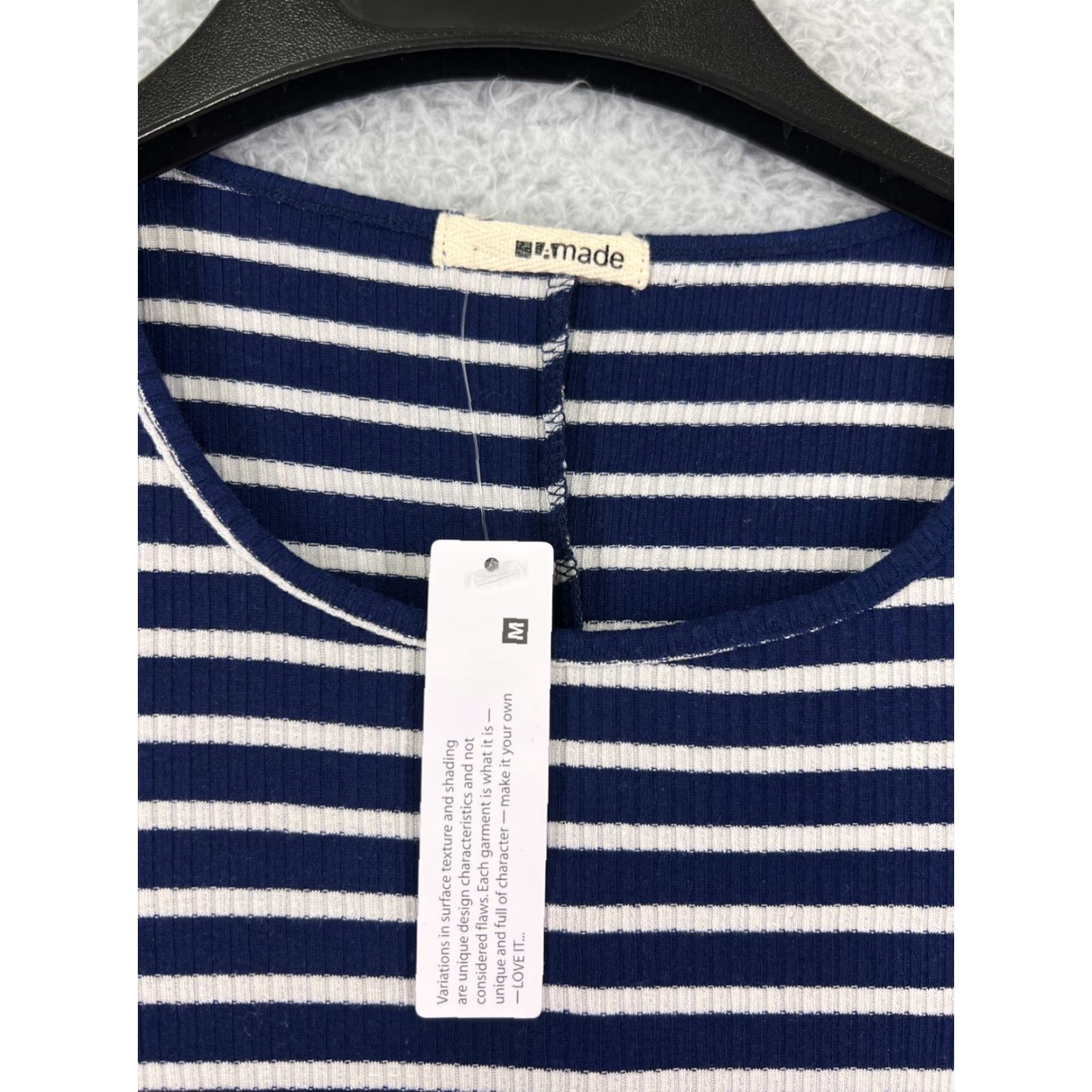 Vintage LA made Dress Women's Small/Medium Blue White Striped Long Sleeve Mini Polyester Knit Dress - Vintage? No Size M / US 6-8 / IT 42-44 - 3 Thumbnail