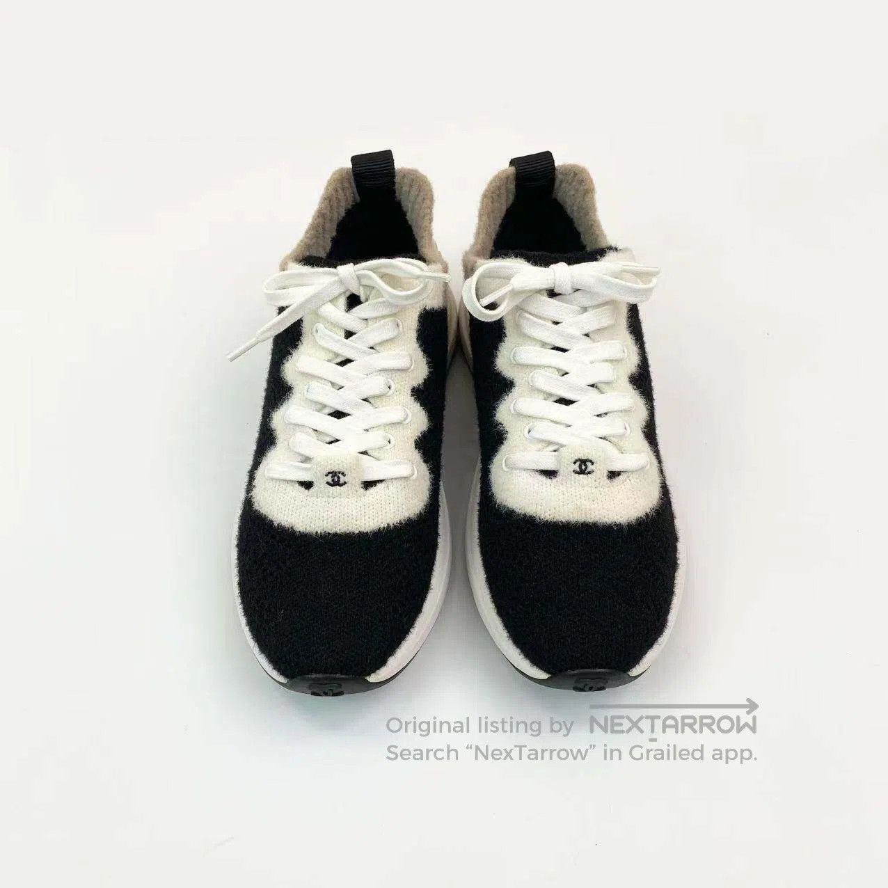 Chanel Chanel Black and white knitted sneakers| Size US 8 / IT 38 - 2 Thumbnail
