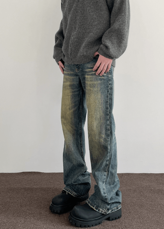 Japanese Brand × Jean Washed distressed American retro cleanfit flared jeans Size US 32 / EU 48 - 4 Thumbnail