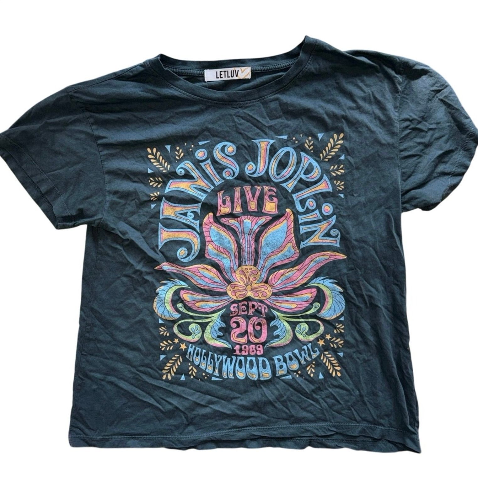 Anthropologie LETLUV Janis Joplin Live 1969 Hollywood Bowl Crewneck Tee Size S / US 4 / IT 40 - 8 Thumbnail