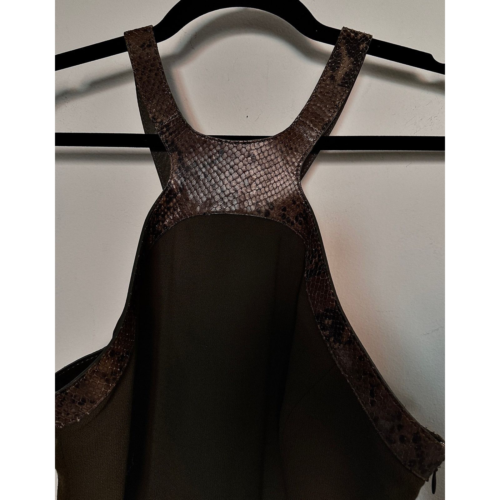 Michael Kors Michael Kors NWT Olive Cocktail Dress with Snakeskin Trim Size L / US 10 / IT 46 - 6 Thumbnail