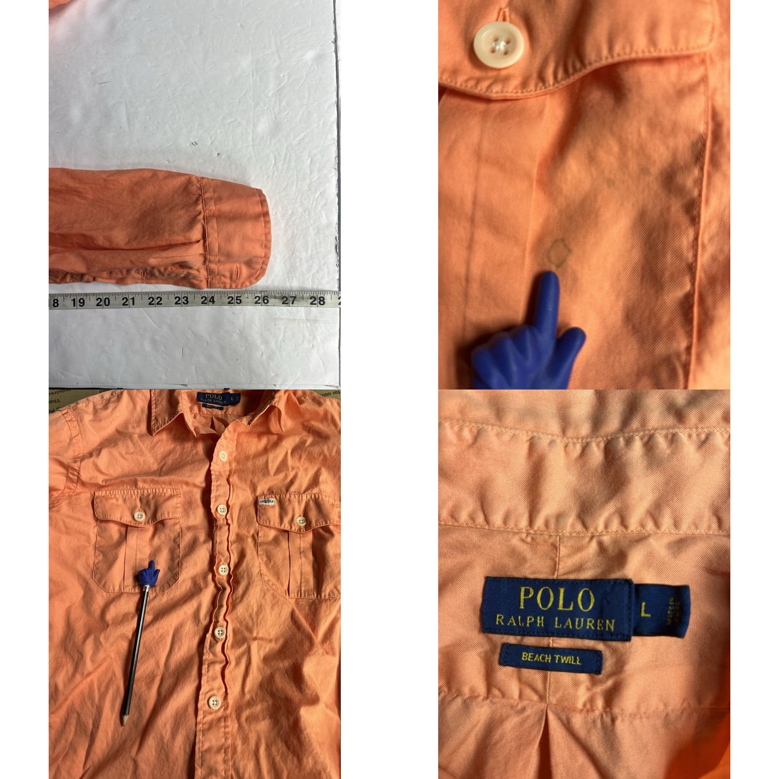 Ralph Lauren Ralph Lauren Shirt Mens Large Orange Classic Fit Resort Lightweight Summer Shirt Size US L / EU 52-54 / 3 - 8 Thumbnail