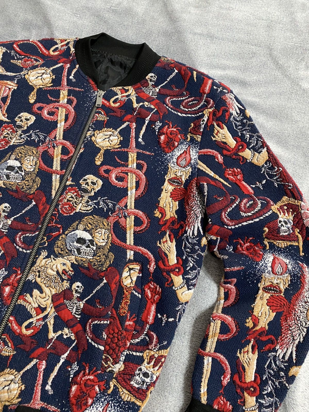 Japanese Brand All-Over Embroidery Skelet Bomber Gothic Aesthetic japanese Size US S / EU 44-46 / 1 - 7 Thumbnail