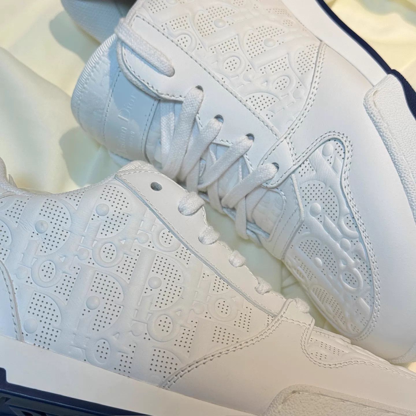 Dior Dior One White & Blue Embossed All-Over Sneaker EU35 New Size US 4.5 / IT 34.5 - 7 Thumbnail